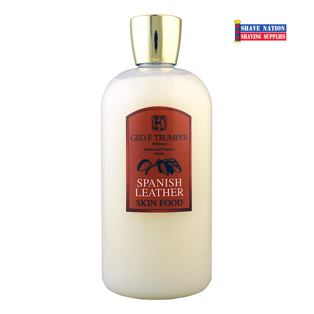 Geo F Trumper Skin Food Spanish Leather - Hydrating Aftershave Balm for Men, Natural Skincare with Leather Scent, Perfect for Post-Shave & Daily Grooming Routine