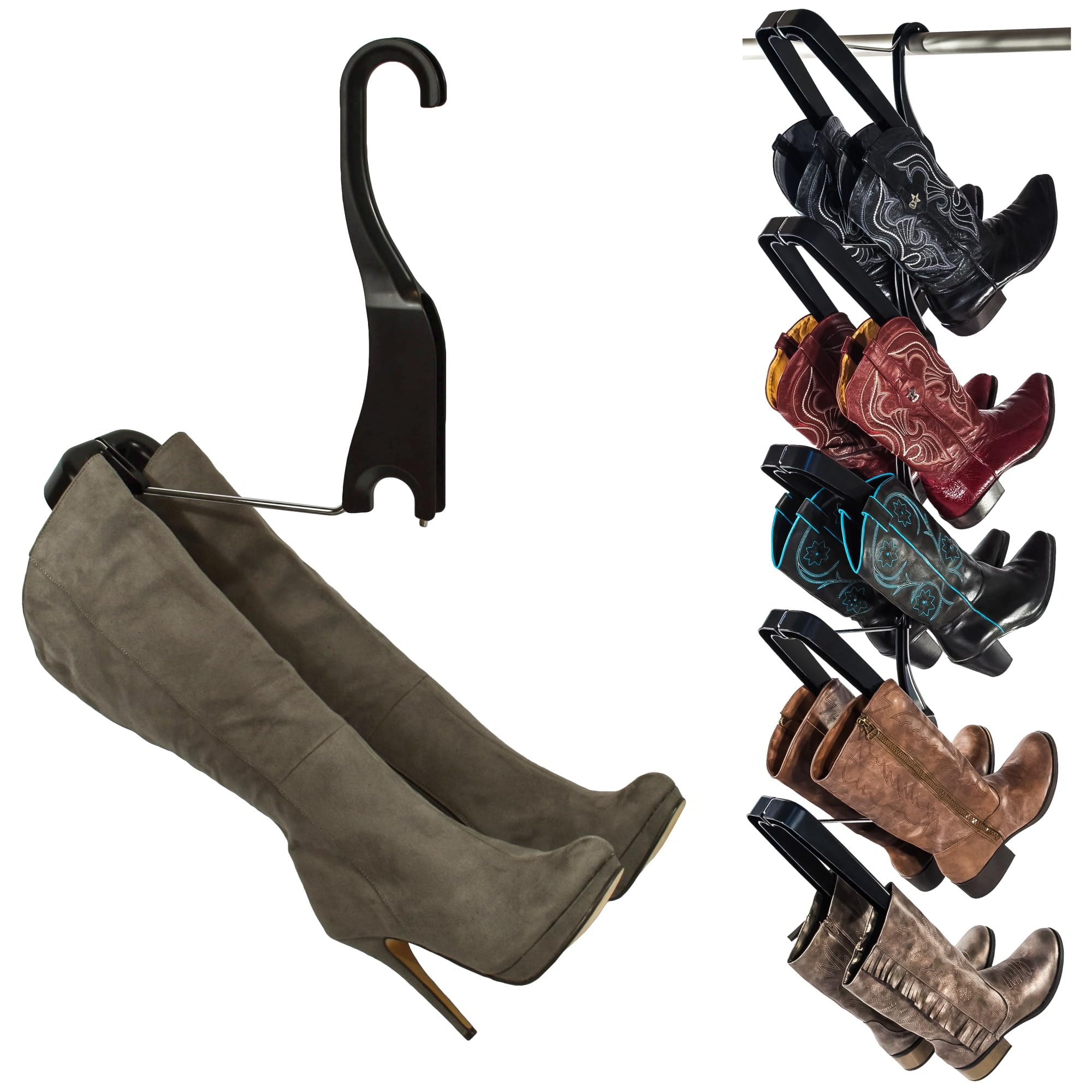 Hanging Boot Storage Organizer – 5-Pair Boot Rack for Closet Organization – Easy to Assemble Durable Boot Shaper & Tree – As Seen on Rachael Ray – Perfect for Boot Lovers & Small Space Storage