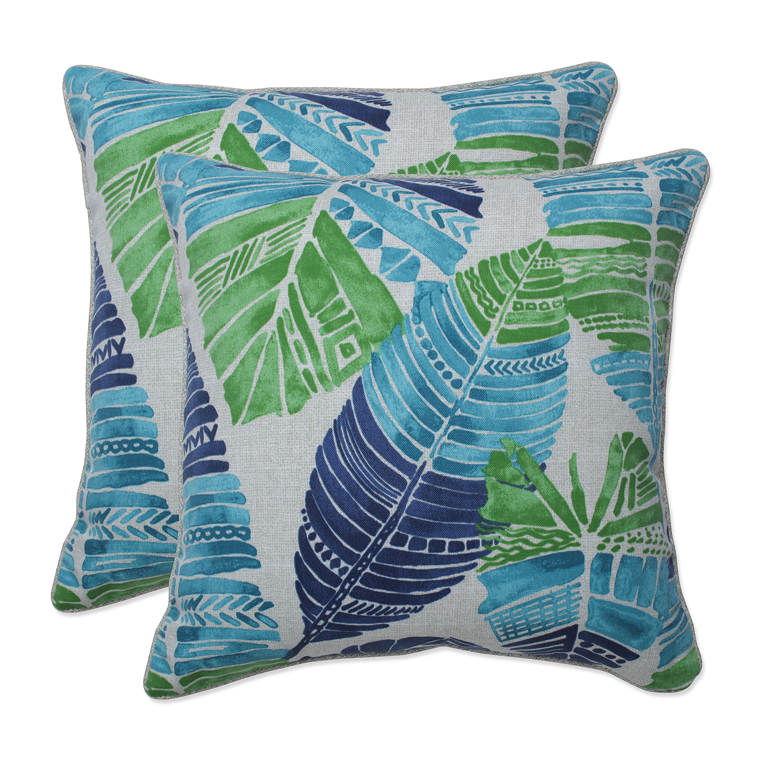 Premium Hixon Caribe Throw Pillow Set of 2 - 16.5x16.5 Inch Soft Decorative Square Pillows for Indoor & Outdoor Use - Vibrant Blue Accent Pillows for Sofa, Bed, Patio, and Porch Decor