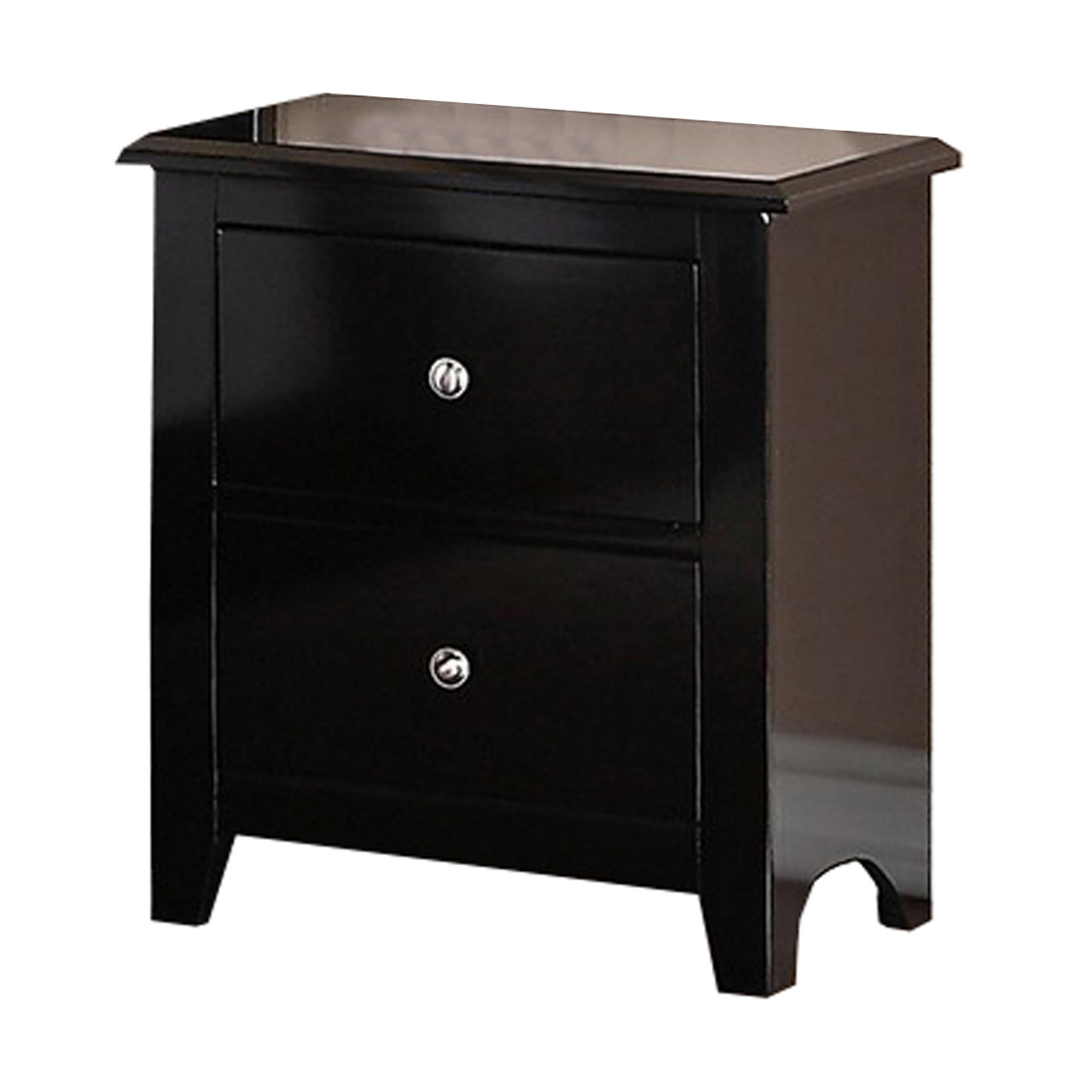 Benjara 2-Drawer Wooden Nightstand with Metal Knobs - Brown Bedside Table for Bedroom, Living Room & Office - Compact Storage Furniture with Vintage Style