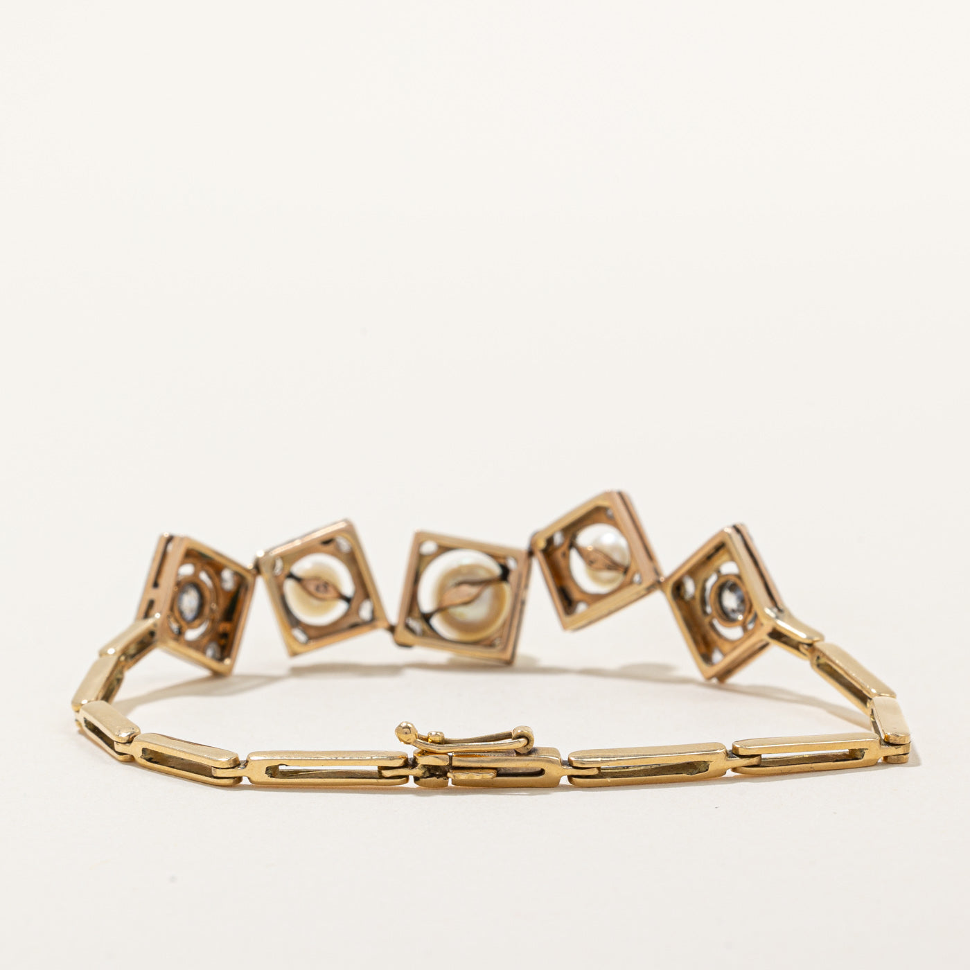 Antique Old Cut Diamond & Pearl Bracelet - 0.60ctw, 7 Inches - Vintage Jewelry for Women - Perfect for Weddings, Anniversaries & Special Occasions