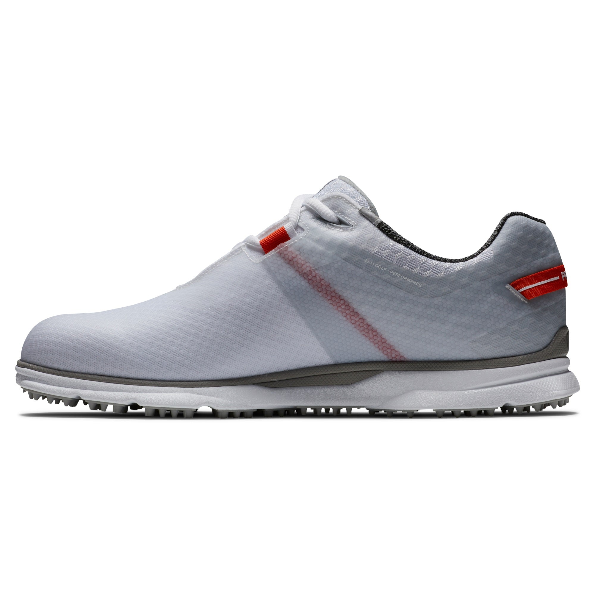 FootJoy Pro SL Sport Golf Shoes for Men - White/Orange (53853) | Lightweight & Comfortable Spiked Golf Shoes for Walking the Course | Perfect for Golf Tournaments & Casual Play