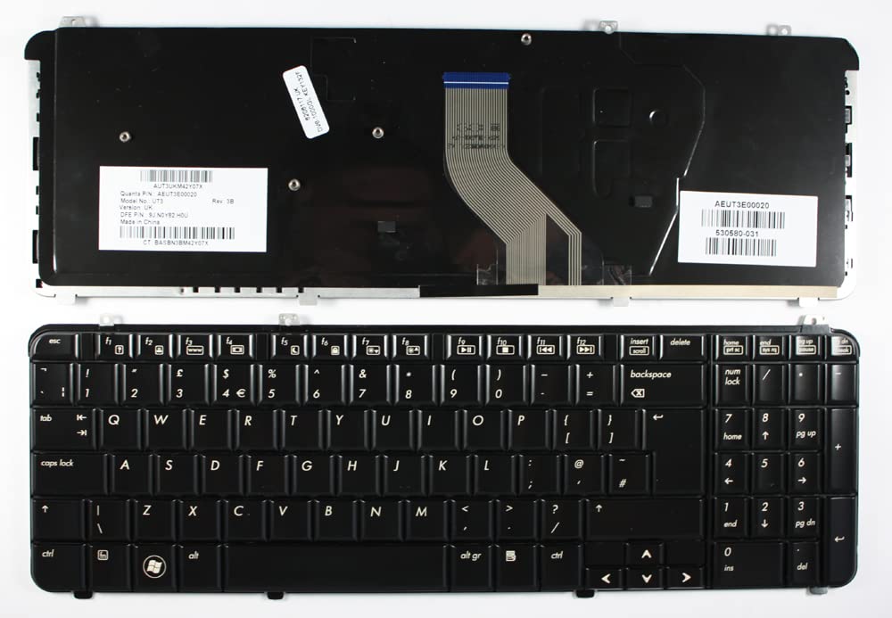 HP Pavilion DV6-1229ER Replacement Keyboard - UK Layout Glossy Black Laptop Keyboard for Typing, Gaming & Office Work