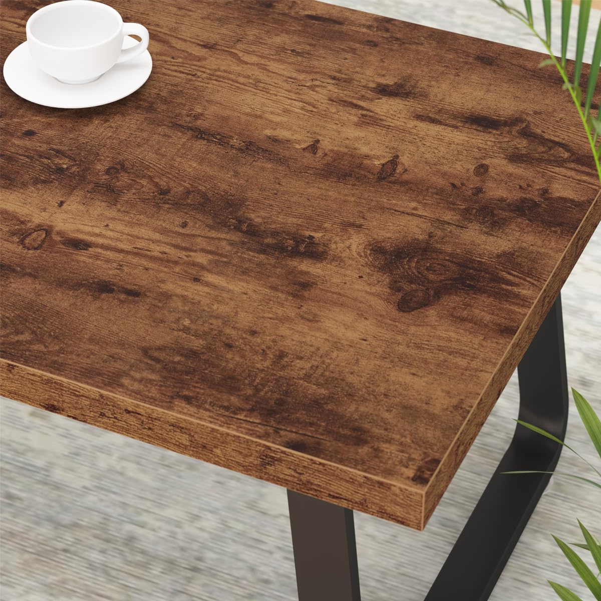 HSH Industrial Modern Wooden Coffee Table - 47 Inch Rectangle Rustic Brown Farmhouse Center Table for Living Room, Bedroom & Home Office - Minimalist Wood & Metal Cocktail Tea Table for Small Spaces & Apartment Decor