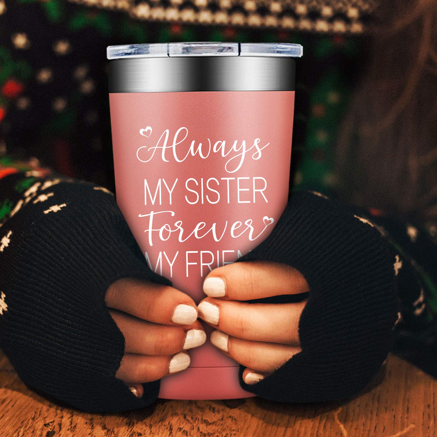 Fufendio Sister Gifts - Best Friend Gifts for Women - Funny Birthday & Christmas Presents for Sister, BFF - 20oz Vacuum Insulated Tumbler Cup - Perfect for Coffee, Tea & Cold Drinks at Work, Gym or Travel