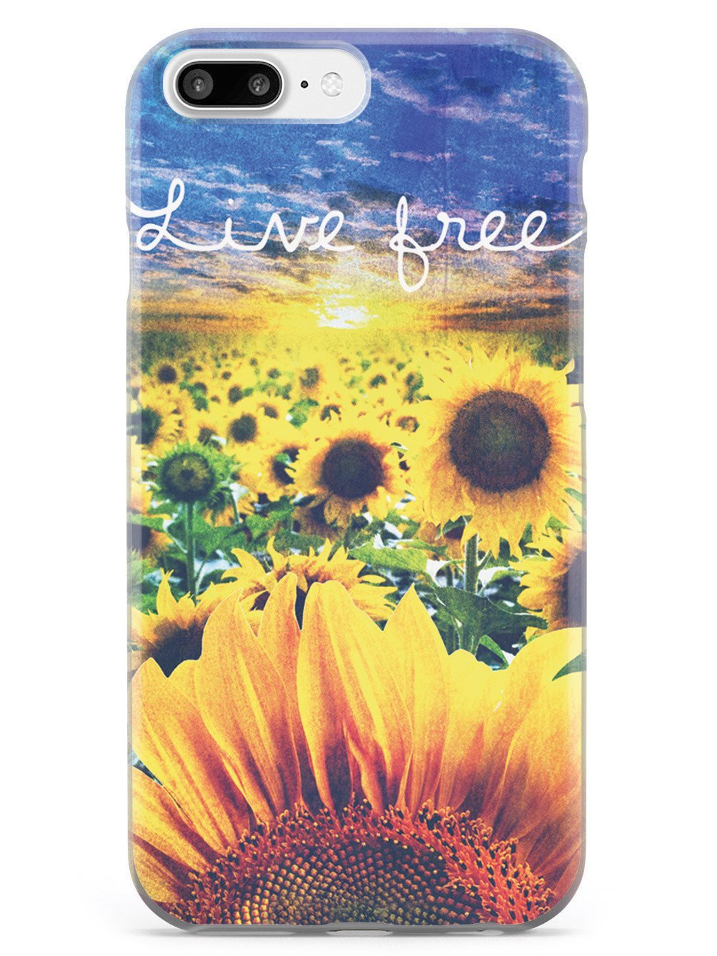 Inspired Cases - Premium 3D Textured Protective Phone Case for Apple iPhone 8 Plus - Shockproof & Anti-Slip Design - Live Free Sunflower Field Pattern - Perfect for Outdoor Adventures, Travel & Daily Use