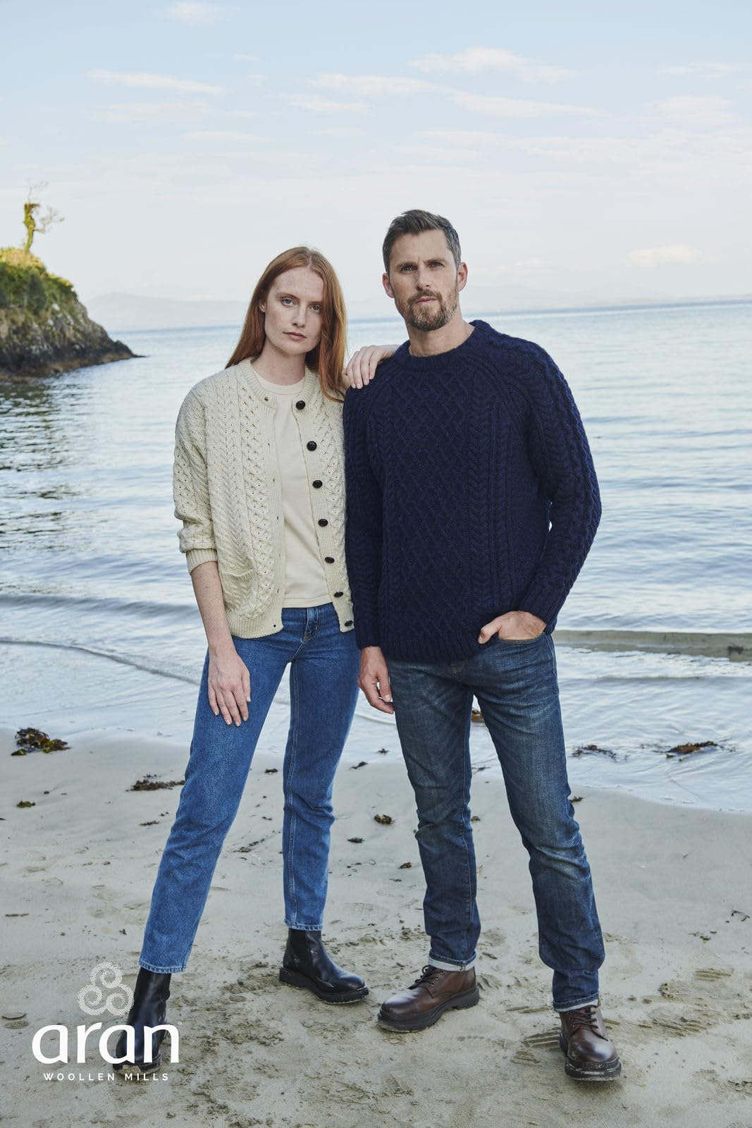 Achill Women's Irish Cable Knit Aran Cardigan - 100% Merino Wool Sweater, Handmade in Ireland - Cozy Winter Wear for Office, Travel & Casual Outfits