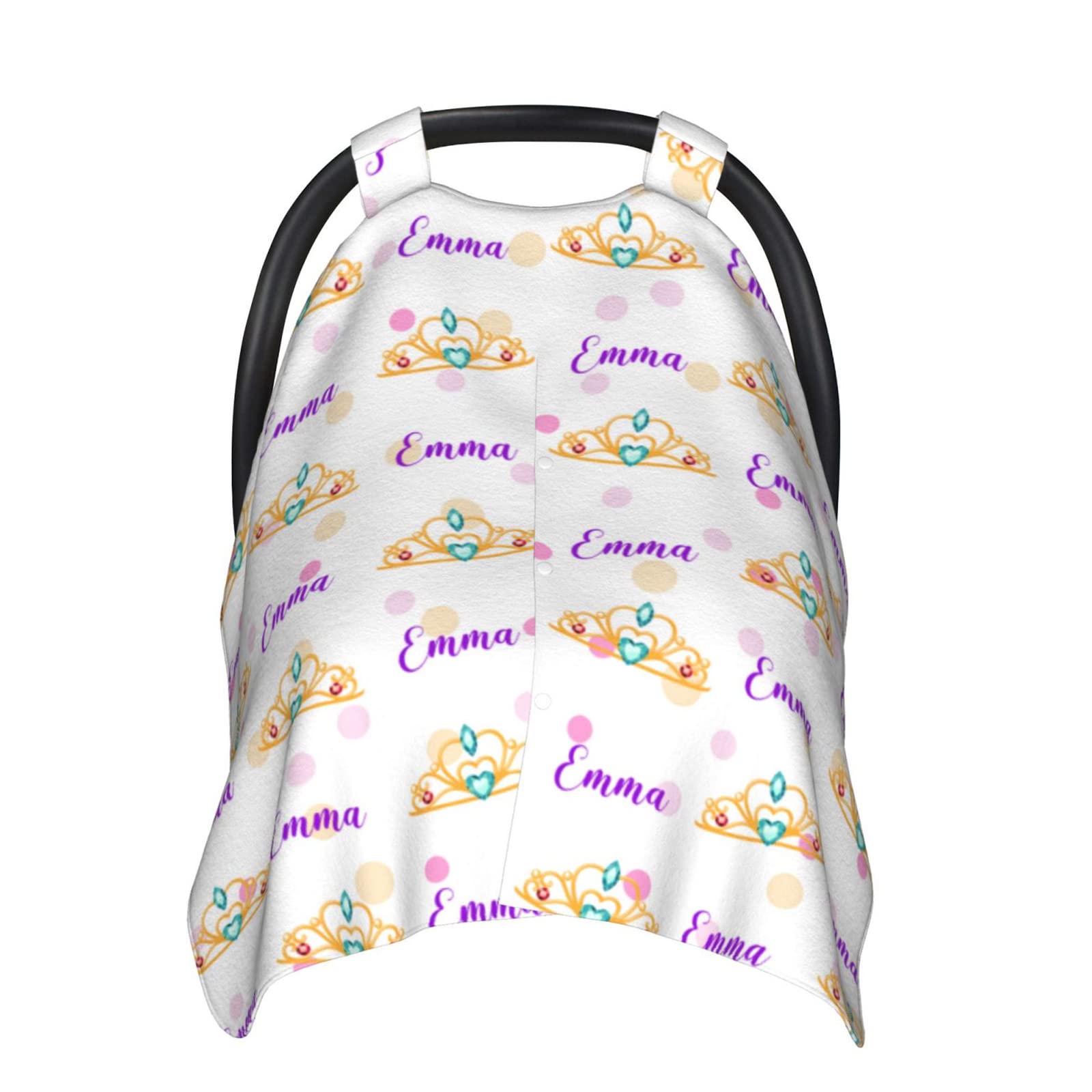 Personalized Baby Girl Crown Tiara with Name - Custom Car Seat Canopy Cover for Newborns & Infants - Peekaboo Opening Minky Nursing Cover - Perfect for Travel, Stroller & Photo Shoots