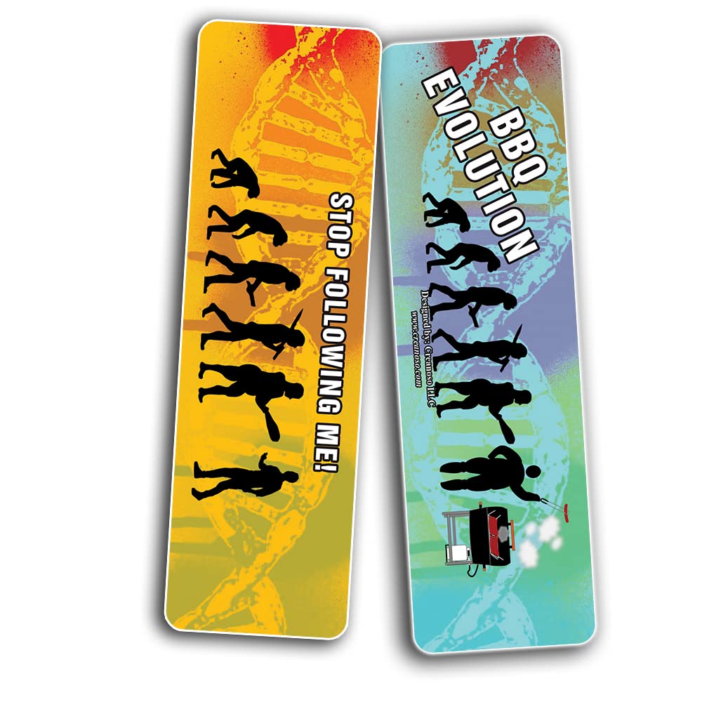 Creanoso Funny Evolution Bookmarks (2 Sets of 6 Cards) - Inspirational Daily Quote Cards - Unique Book Page Clips - Perfect Gift for Book Lovers, Adults & Teens - Great for Reading, Study Motivation & Gift Giving
