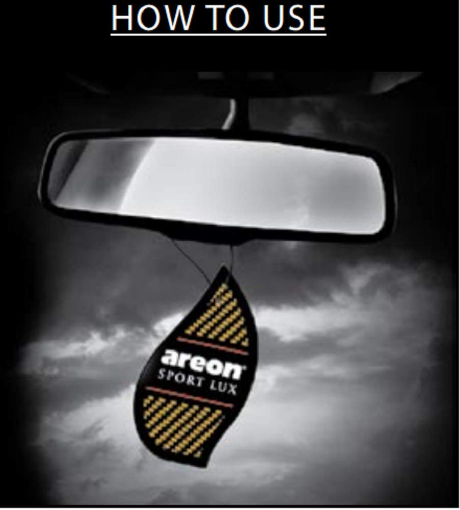 AREON Sport Lux Gold Car Air Freshener - Premium Cologne Scent for Home & Office - Natural Long-Lasting Fragrance - Elegant Hanging Cardboard Design (3 Pack) - Perfect for Cars, Workspaces & Living Rooms