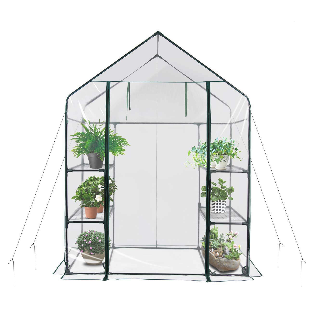 Walk-in Greenhouse with Observation Windows - Large Indoor Outdoor Greenhouse with 6 Sturdy Shelves for Growing Plants, Seedlings, Herbs & Flowers Year-Round - Perfect for Backyard Gardening, Urban Farming & Seasonal Plant Protection