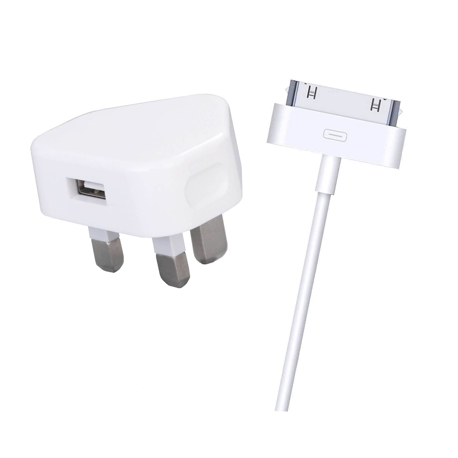 Apple iPhone 4/4S/3G/3GS, iPad 2/3, iPod Touch/Nano/Classic Wall Charger with 1M Cable - Fast Charging Power Adapter for Home, Office & Travel
