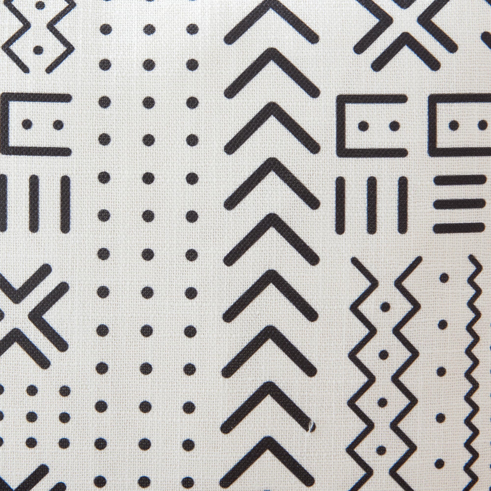 Set of 2 White Linen Pillow Covers 18x18 Inches - Black Ethnic Tribal Print Throw Pillow Cases for Sofa, Couch, Bed Decor - Perfect for Living Room, Bedroom & Home Styling