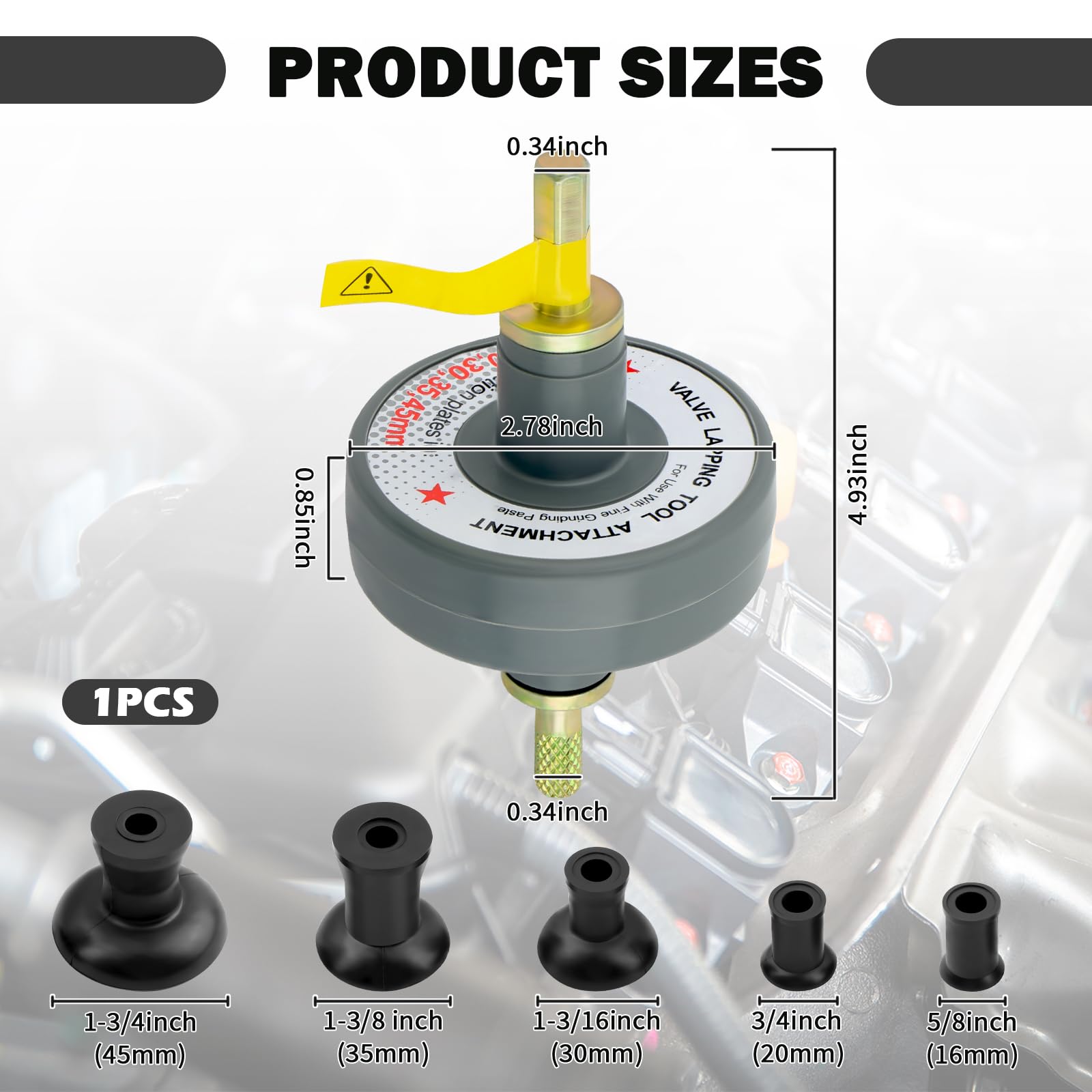 Premium Valve Lapping Tool Kit with 5 Suction Cup Adapters - 1000-1250 RPM Valve Grinding & Maintenance Tool for Automotive, Motorcycle & Small Engine Repair - Perfect for DIY Mechanics & Professional Use