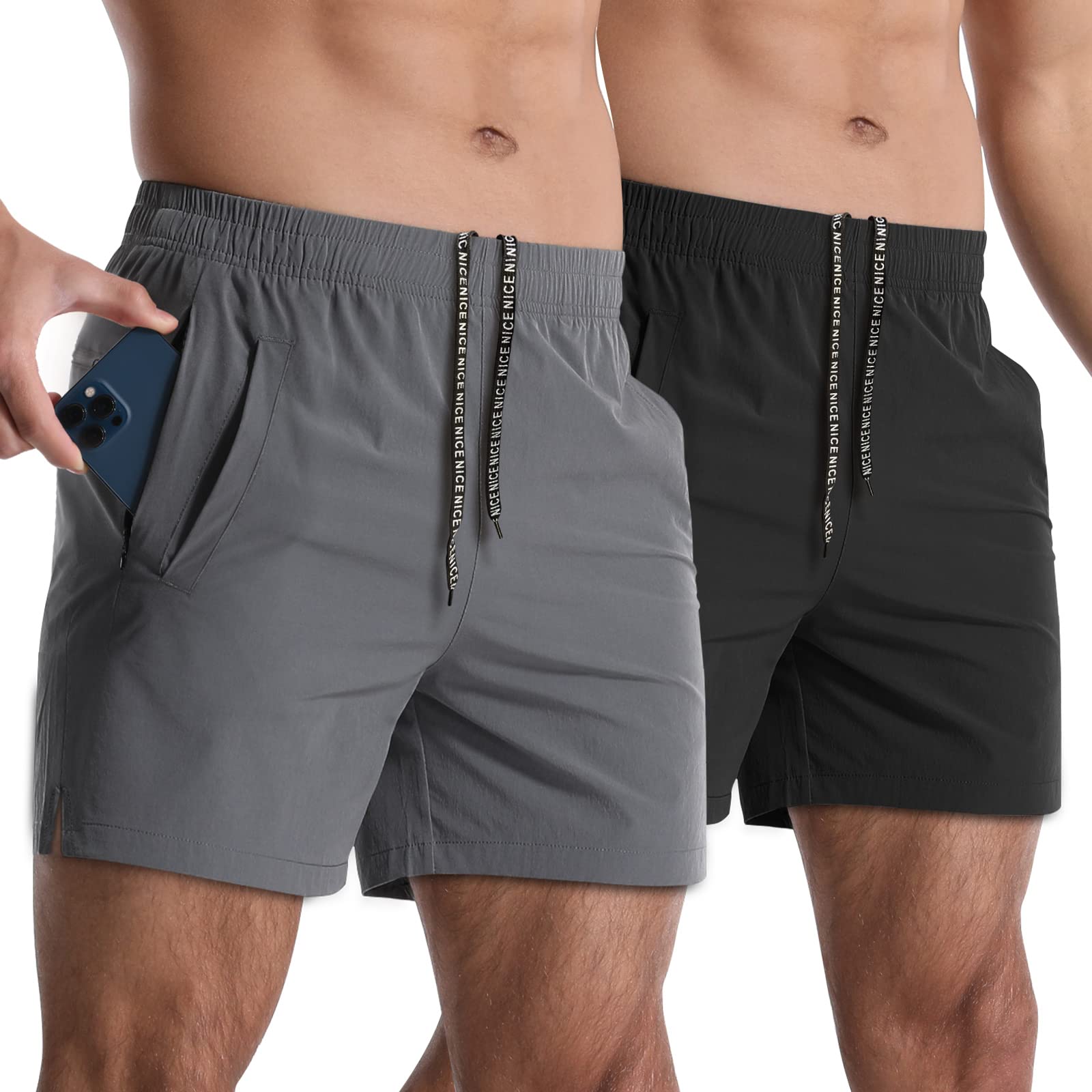 2 Pack Men's 5 Inch Quick Dry Athletic Shorts - Lightweight Gym Workout Running Shorts with Pockets | Perfect for Training, Jogging & Casual Wear