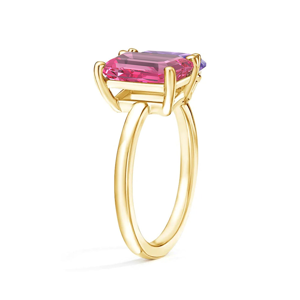 Personalized Pink Tourmaline Toi et Moi Ring - Custom Birthstone Anniversary Jewelry for Couples, Women's Romantic Gift for Valentine's Day, Engagement or Special Occasions