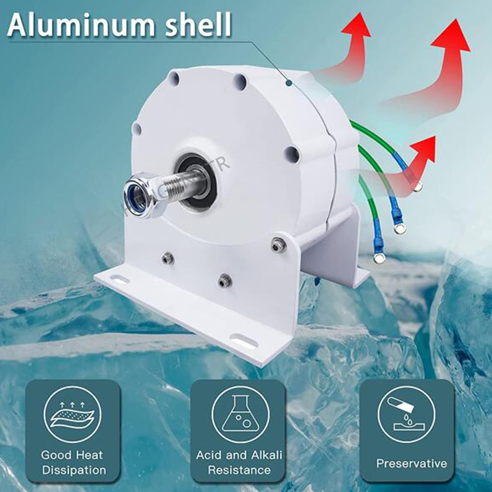 5000W Gearless Permanent Magnet Alternator 12V-220V 3 Phase AC Generator for Wind Turbine & Water Power System (with Base) - Perfect for Off-Grid Energy Solutions, Home Wind Power, and Hydropower Applications