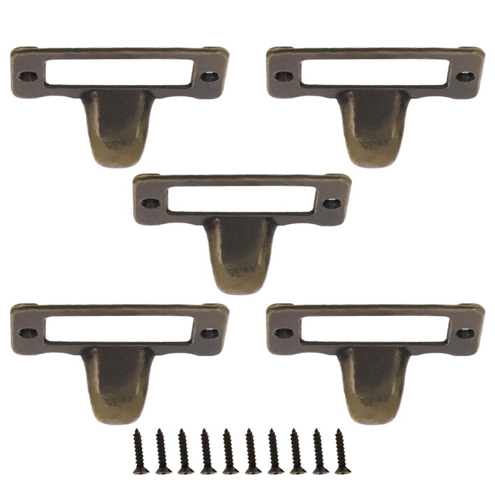 Vintage Zinc Alloy Label Holder Pull Handles for Cabinet Wardrobe - 5PCS Set (Green Bronze)