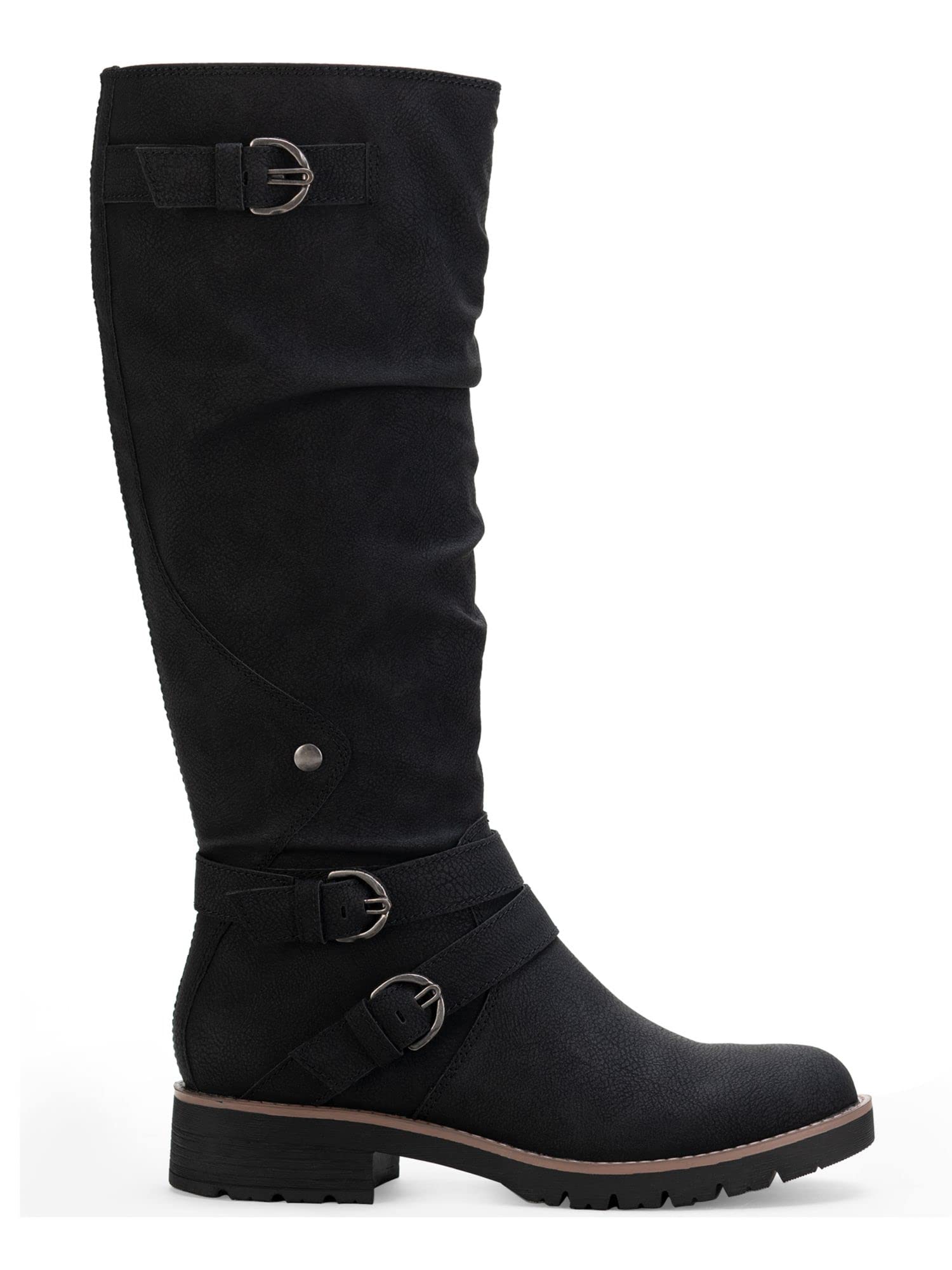 Women's Brinley Faux Leather Knee-High Boots - Black Size 9.5 Medium (B,M) - Stylish Winter Fashion for Casual Outfits & Office Wear