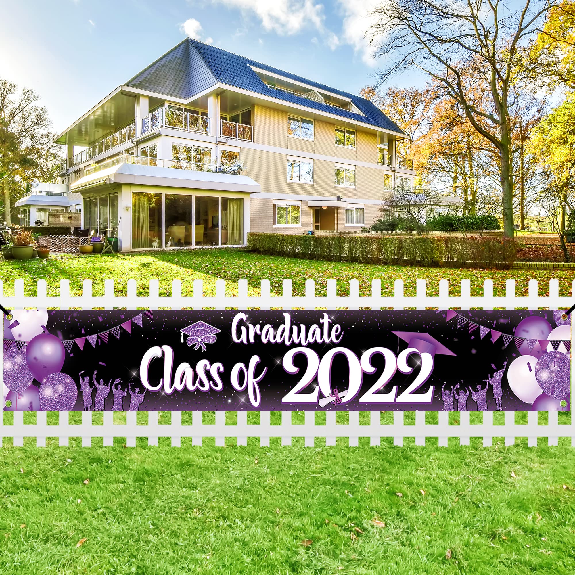 Class of 2022 Graduation Banner - 120x44 Inch Large Purple Yard Sign | Outdoor Graduation Party Decorations for Backyard, Lawn & School Celebrations | Durable Graduation Decor for 2022 Graduates