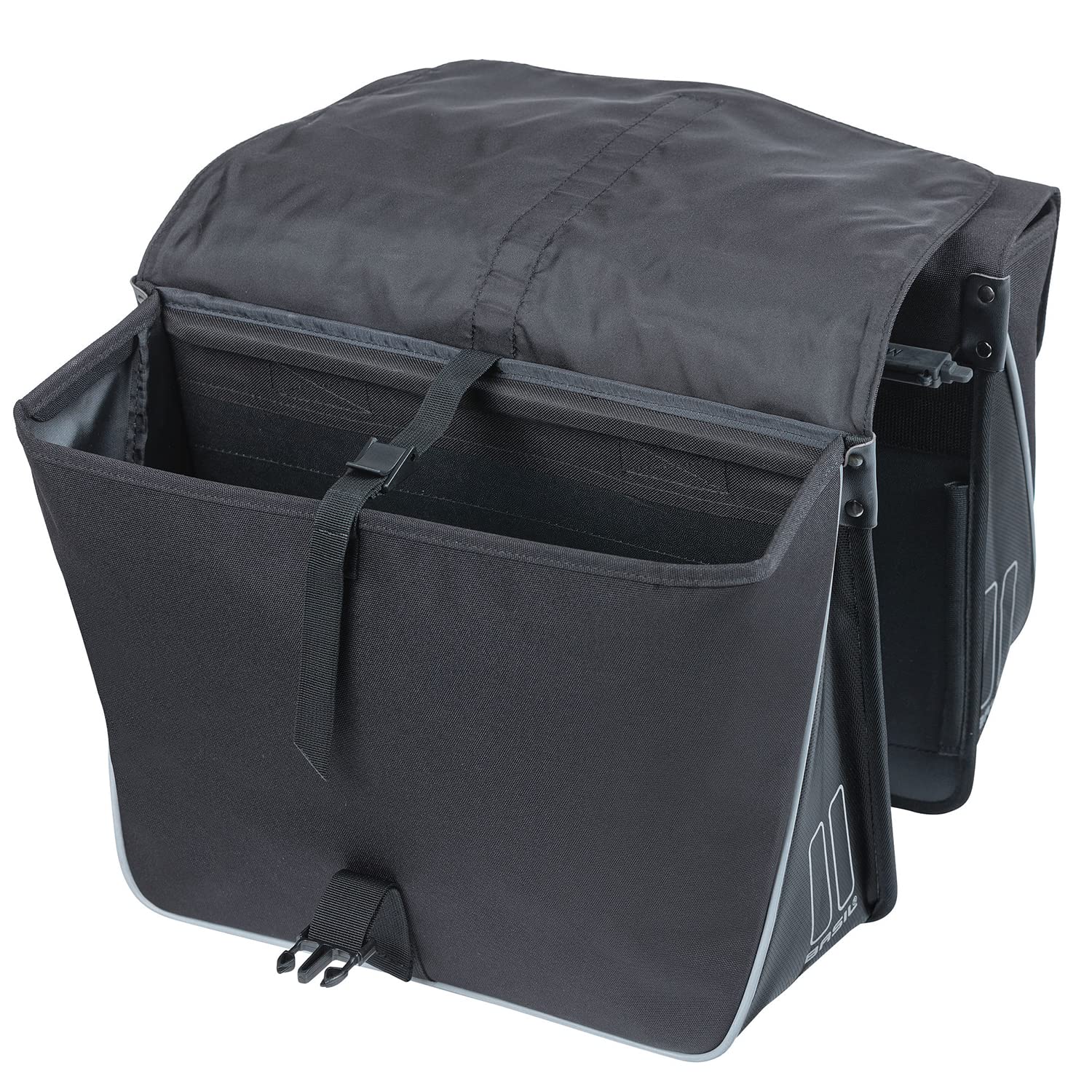 Basil Double Bicycle Pannier Bag Forte MIK Black - 35L Waterproof Bike Storage for Commuting & Touring | Perfect for Groceries, Work Gear & Outdoor Adventures
