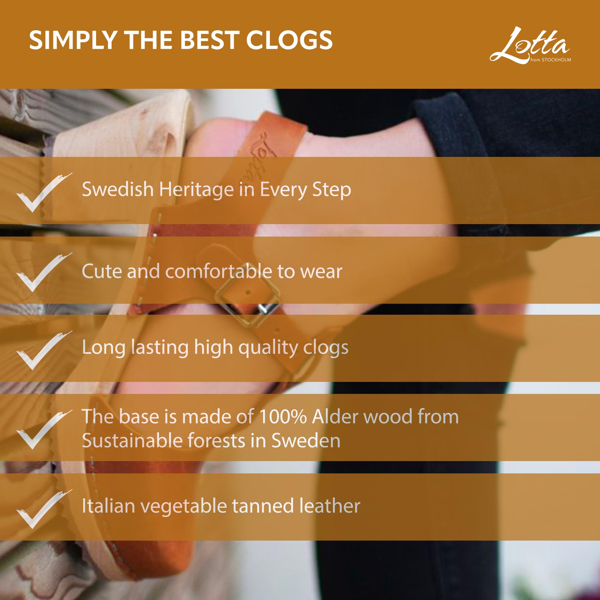 Swedish Classic Clogs for Women - Highwood T-Bar Brown Oiled Nubuck Leather Wooden Sole Clogs | Handcrafted in Sweden | Supportive & Comfortable Shoes for Work, Walking & Casual Wear