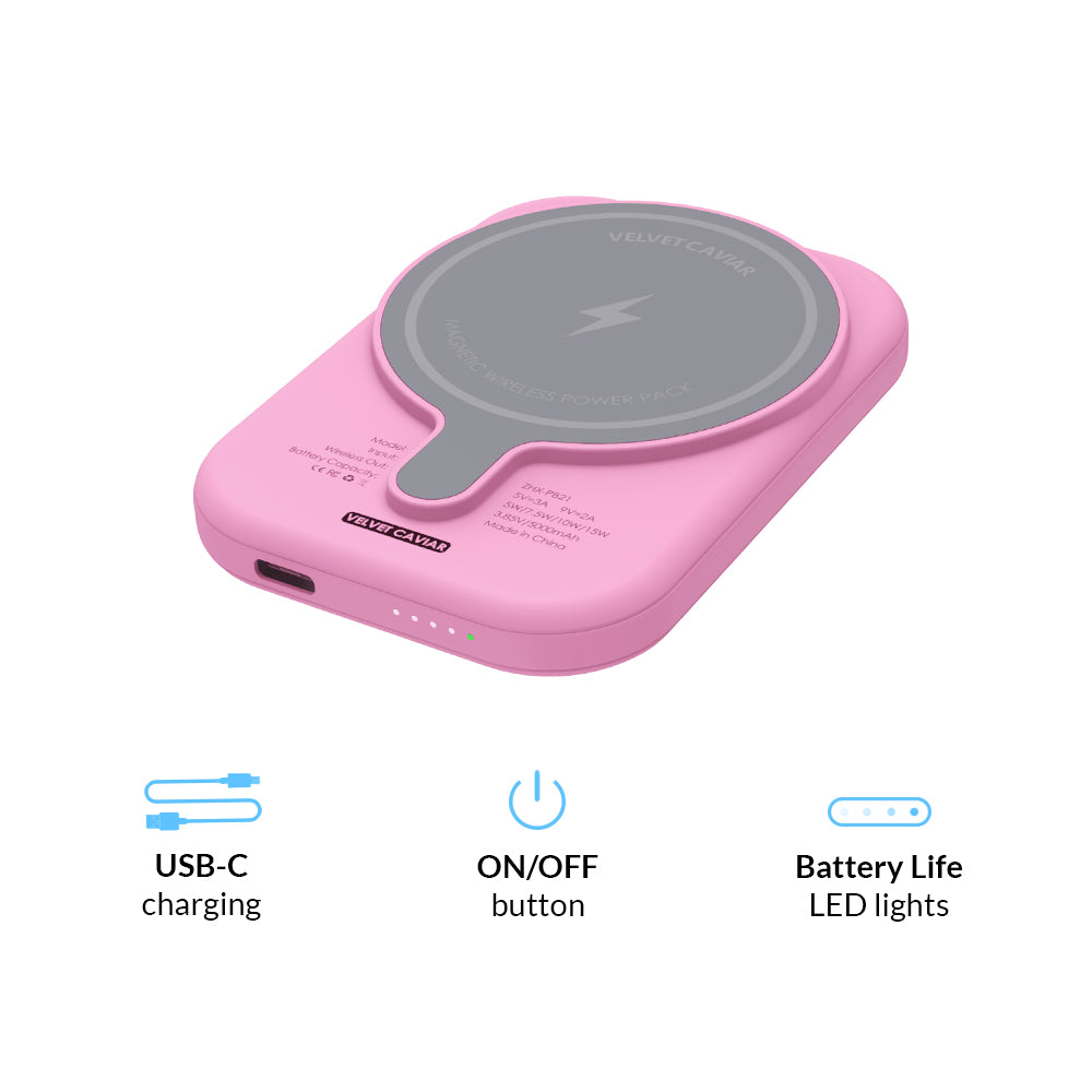 Pink MagSafe Battery Pack - 5000mAh Portable Charger for iPhone 12/13/14 | Wireless Power Bank for Travel, Work & Outdoor Activities