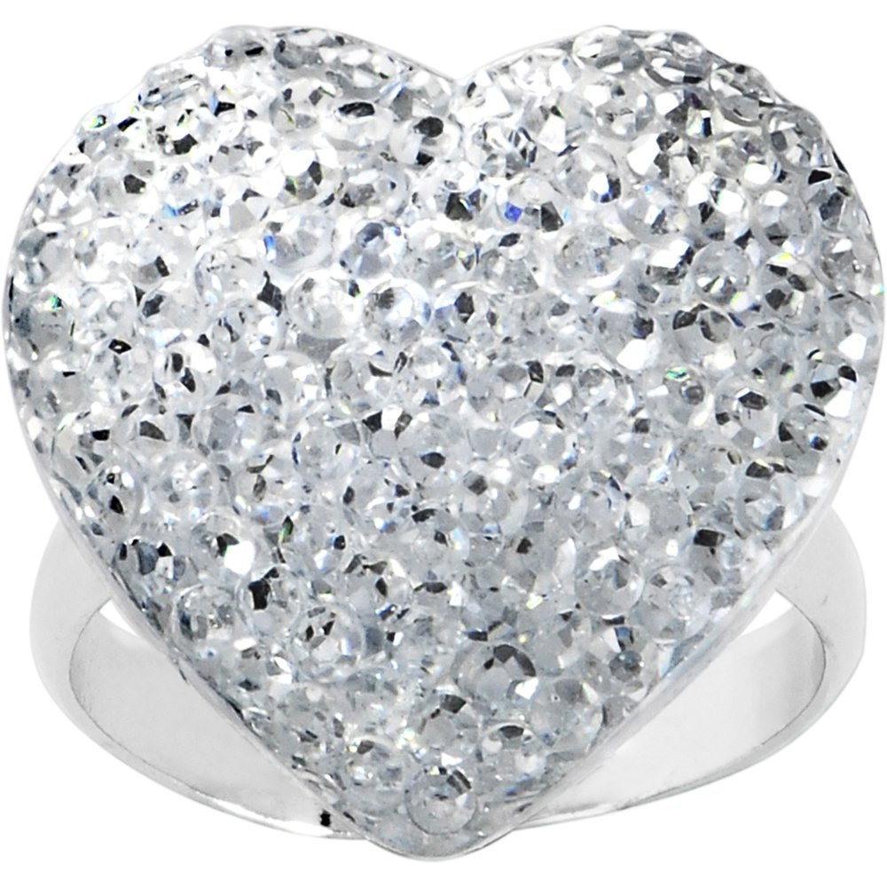 Body Candy Clear Sparkler Heart Adjustable Ring for Women - Dainty CZ Crystal Statement Jewelry - Perfect for Valentine's Day, Prom, Wedding & Everyday Wear