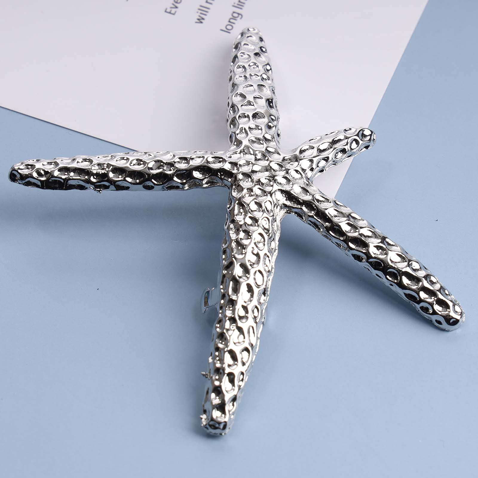 Gold Starfish Hair Clip Barrette - Elegant Metal Hair Holder for Women & Girls - Decorative Headwear & Hair Accessories - Perfect for Weddings, Parties & Everyday Wear (Silver)