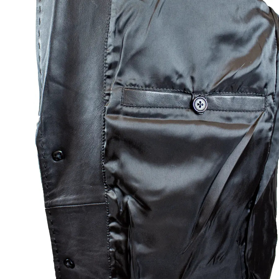 Premium Men's Stitched Leather Blazer Jacket - Classic Slim Fit for Business & Casual Wear - Perfect for Office, Parties & Date Nights