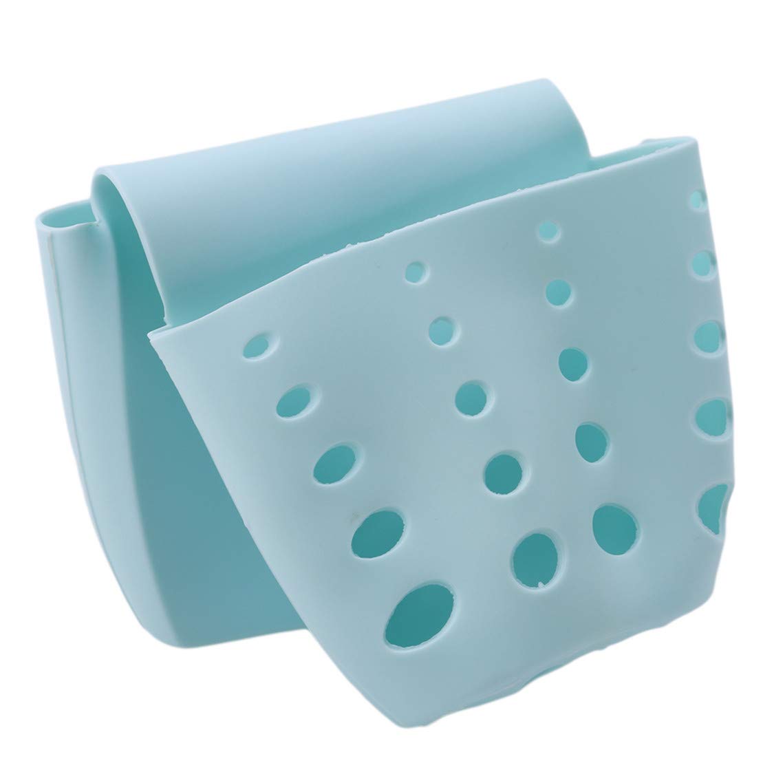 Idiytip Double Sink Caddy Organizer - Saddle Style Kitchen Storage Rack with Sponge Holder (Blue) - Perfect for Under Sink Organization & Kitchen Countertop Storage