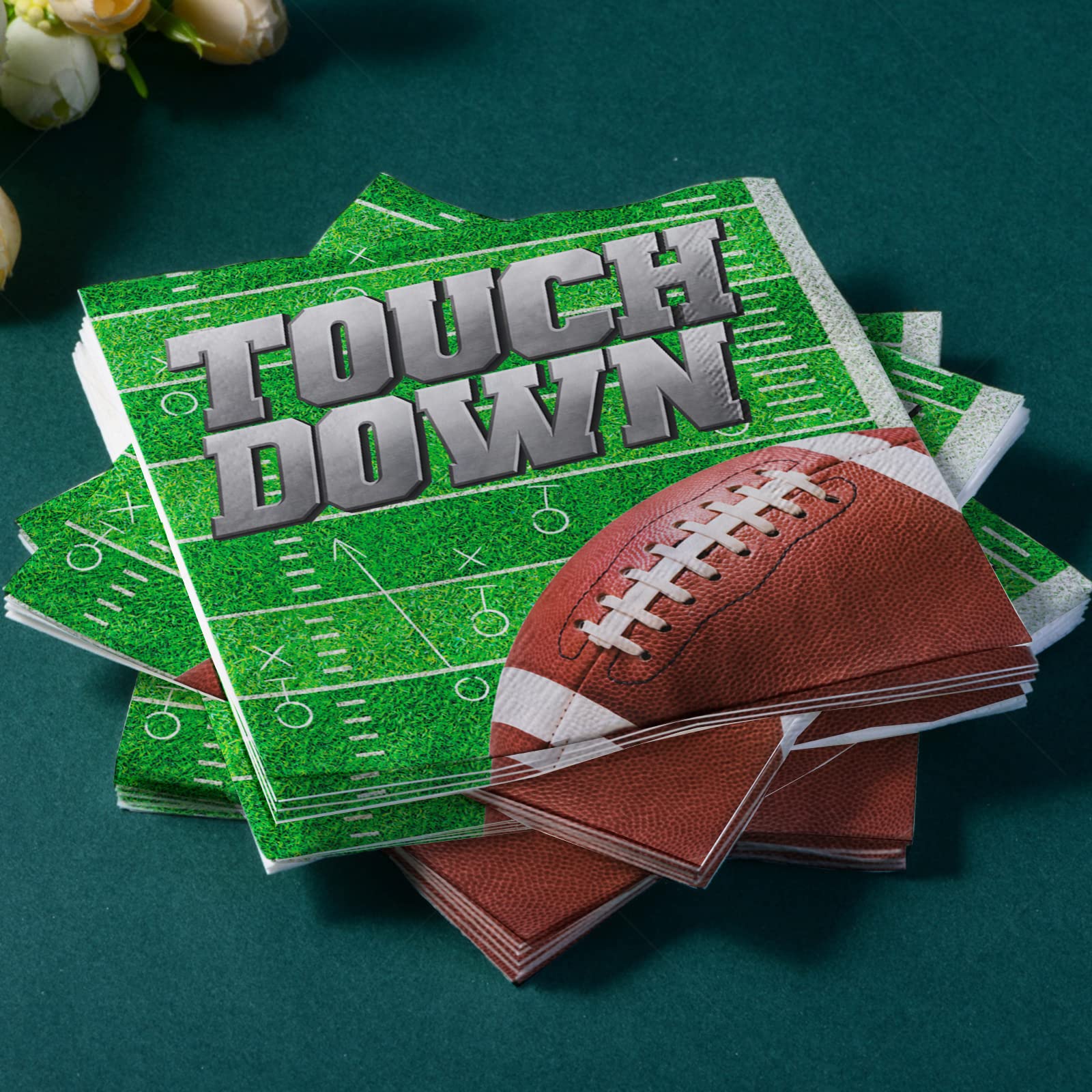 Football Party Supplies Kit for 25 Guests - Disposable Dinner Plates, Dessert Plates, Napkins, Cups & Football Tablecloth - Perfect for Football Birthday Parties & Tailgate Decorations (Ideal for Game Day Celebrations, Sports Themed Events & Fan Gatherings)