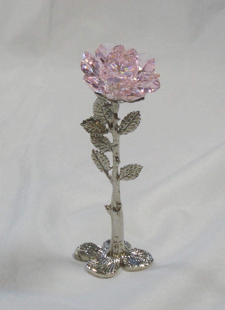 Pink Crystal Rose - Handmade Crystal Flower for Home Decor, Wedding Centerpieces, and Gift Giving