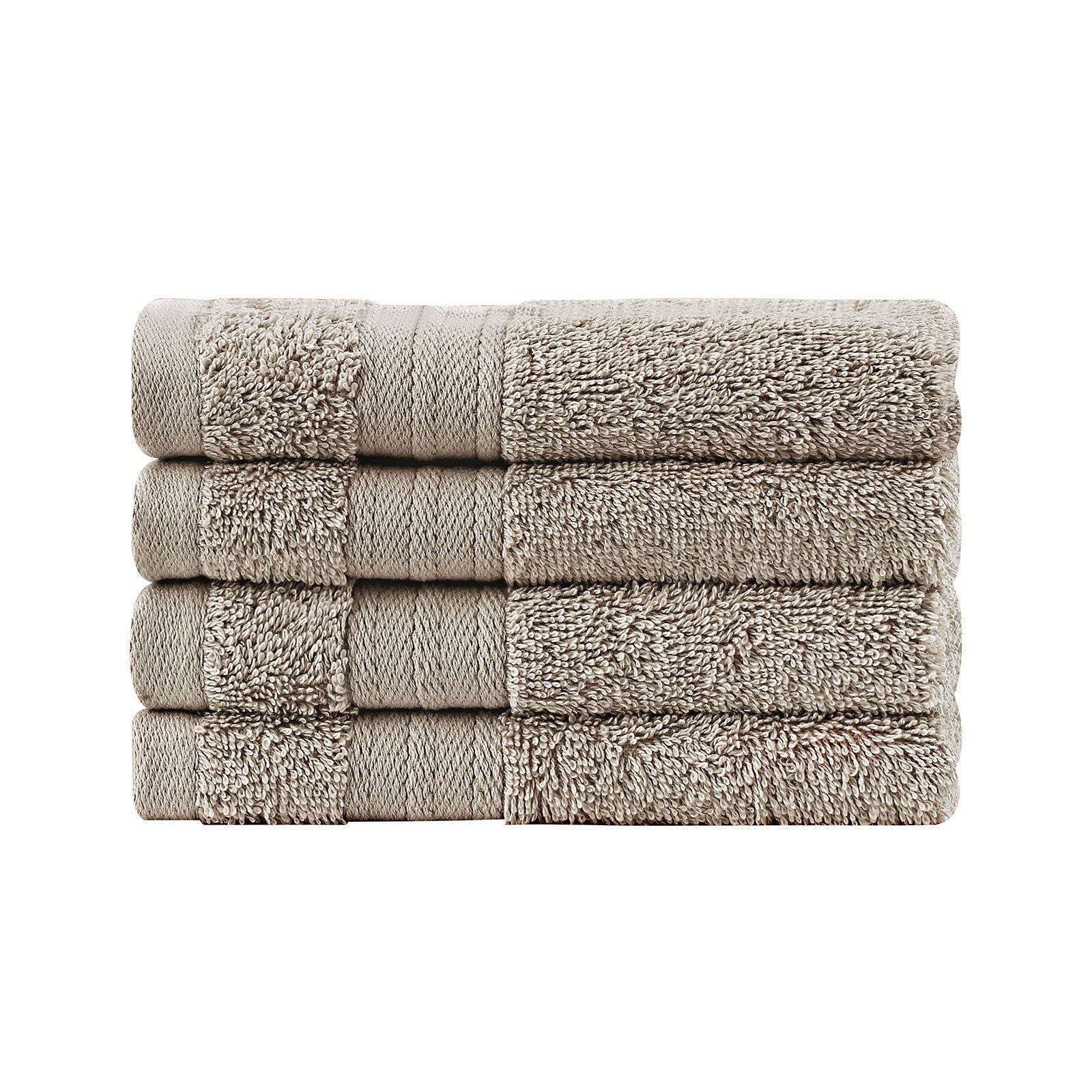 Premium 4-Piece Cotton Bath Towel Set - Soft & Absorbent Linenland Washcloths in Sandstone - Perfect for Spa, Bath & Luxury Home Decor