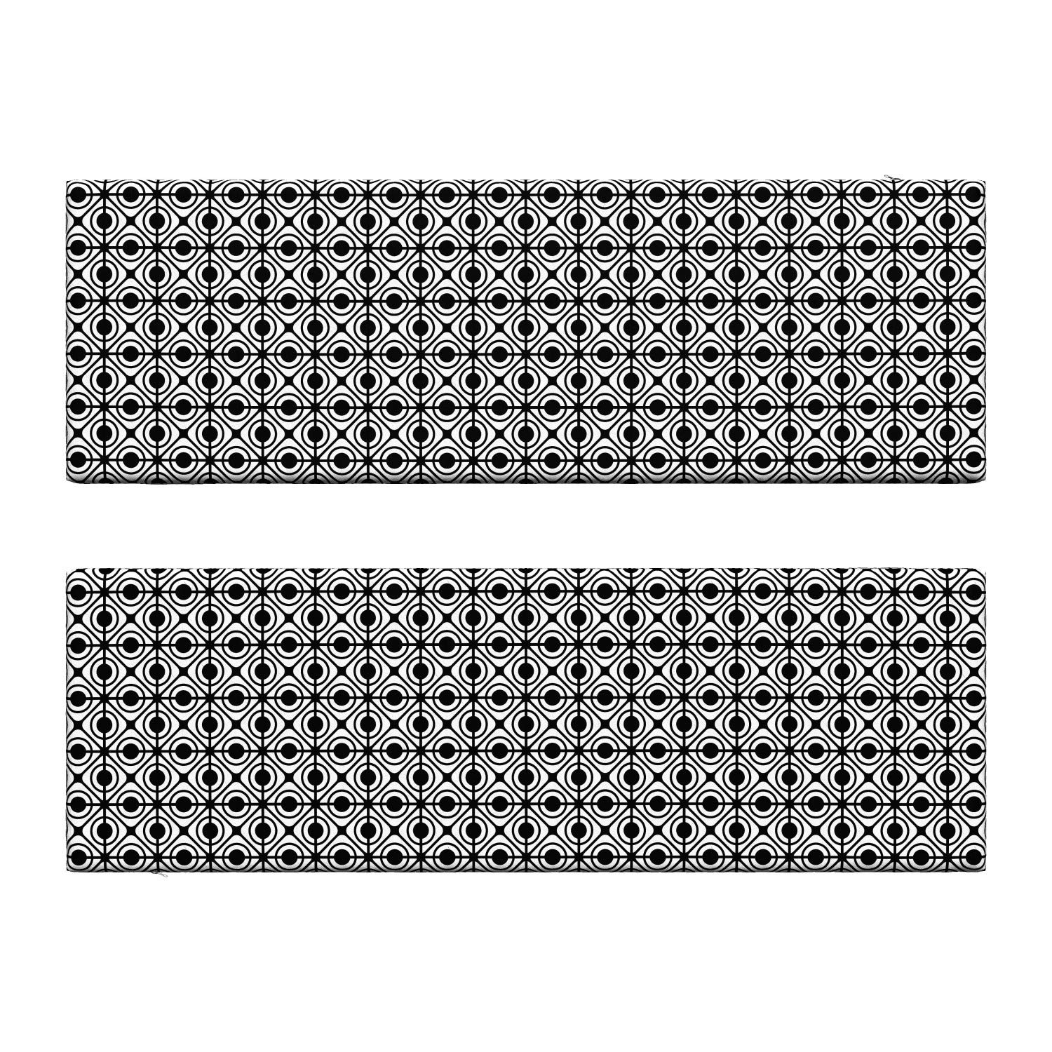 Ambesonne 2-Piece Geometric Bench Cushion Set - Black & White Retro Diamond Pattern Foam Seat Pads (45