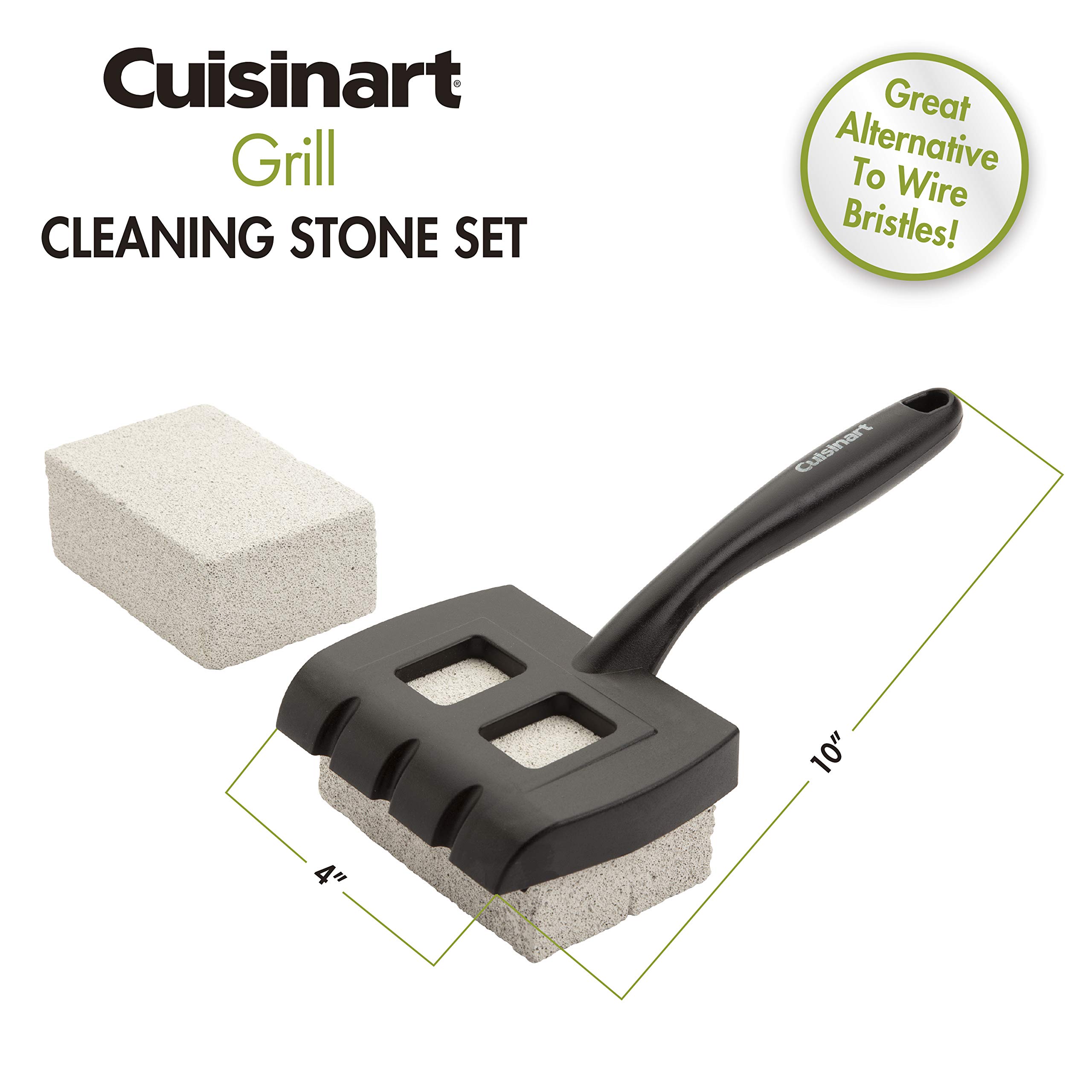 Cuisinart CCK-210 Grill Cleaning Brush for Stone Grills - Heavy Duty Bristles, White & Black Design - Perfect for BBQ, Outdoor Cooking & Camping