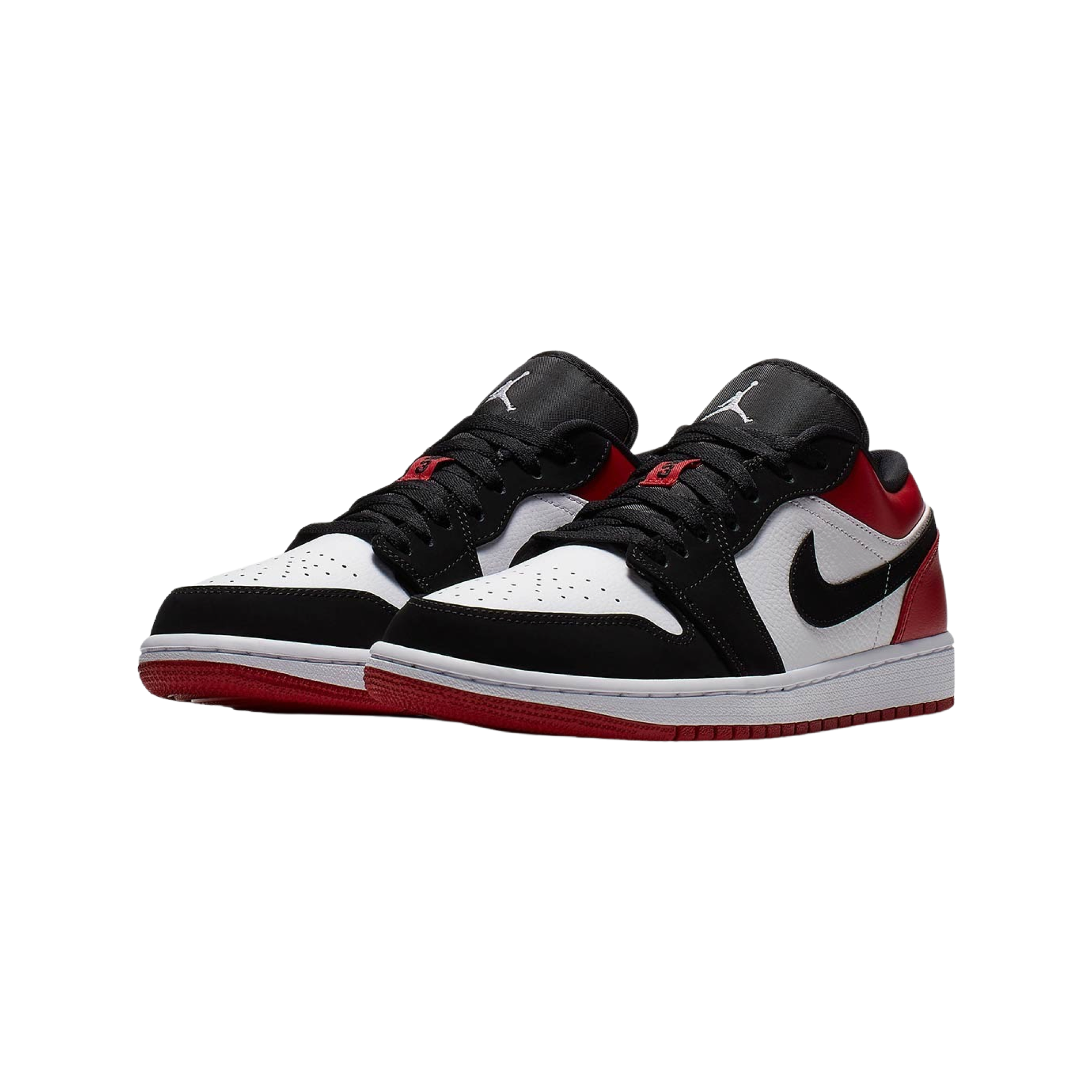 Air Jordan 1 Low Black Toe Sneakers - White, Black & Gym Red Basketball Shoes for Men | Casual Streetwear & Gym Training