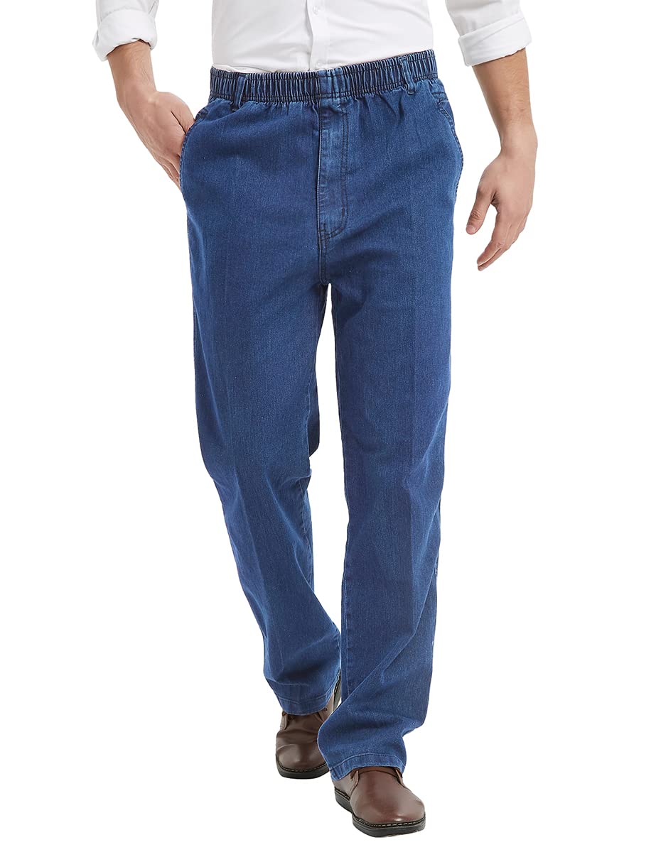 IDEALSANXUN Men's Stretch Elastic Waist Jeans - Comfortable Slim Fit Denim Pants for Casual Wear & Outdoor Activities