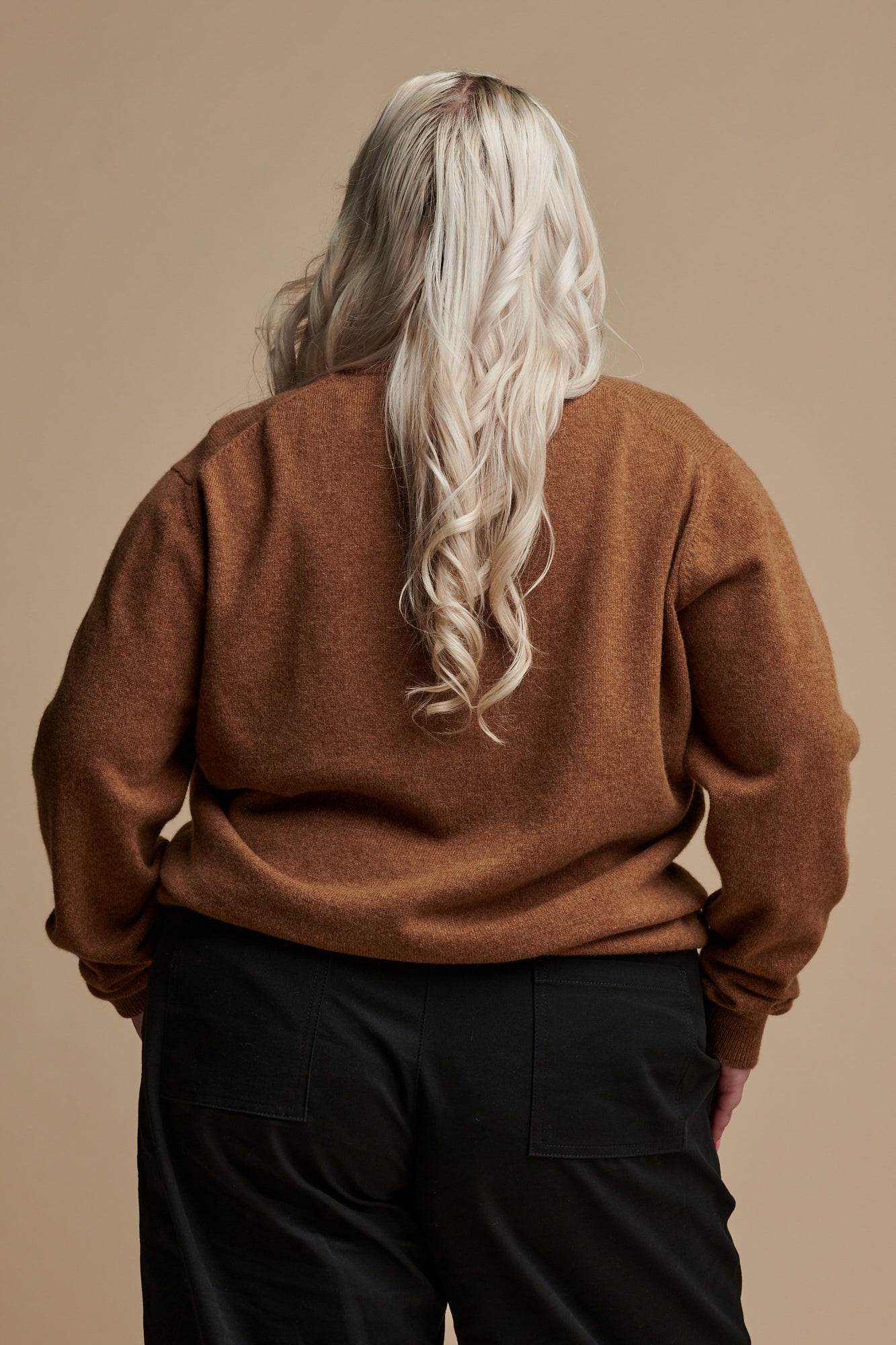 Women's Lambswool Crew Neck Sweater - Dark Camel | Soft & Warm Winter Pullover for Casual Outfits & Office Wear