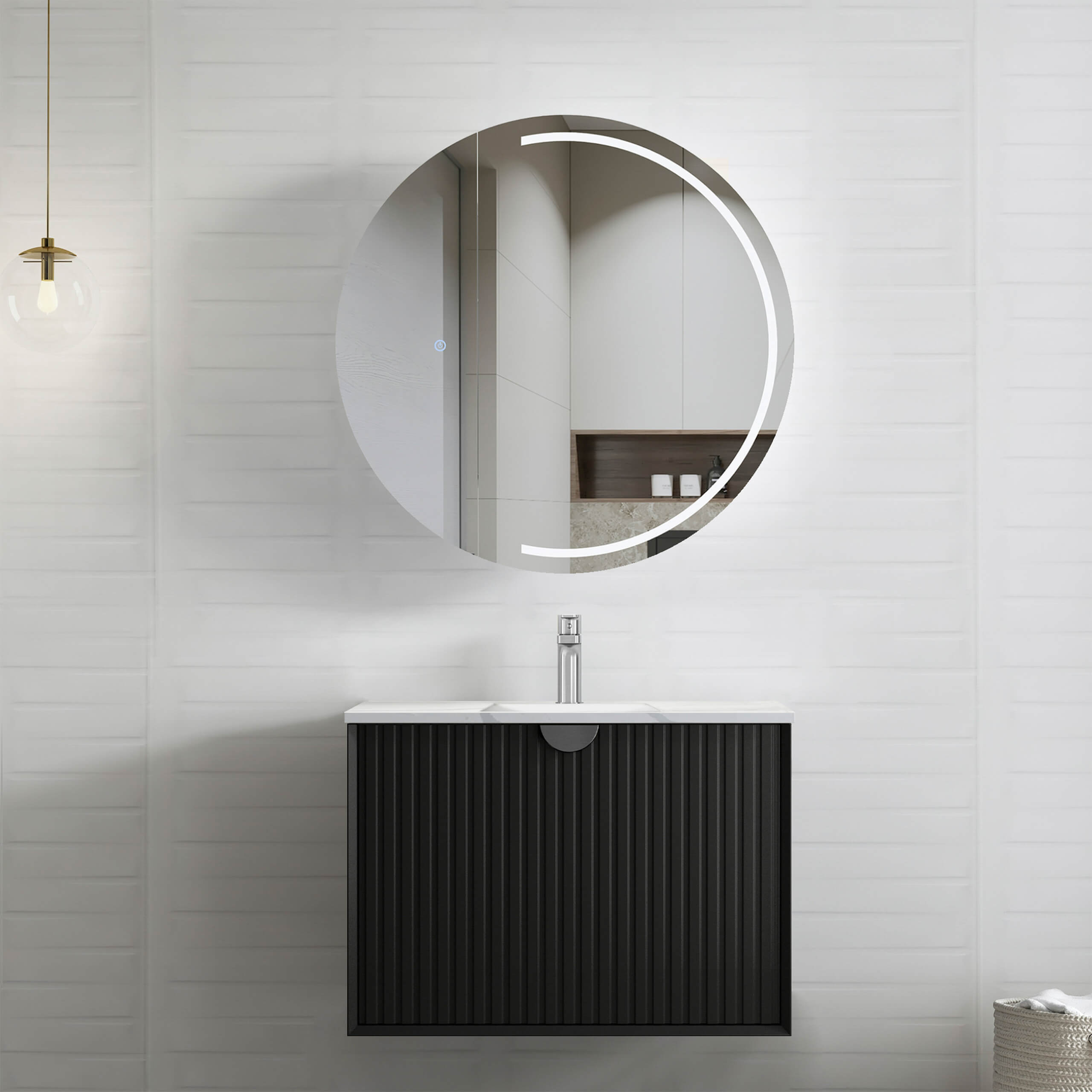 Marlo Ceramic Top Single Basin Vanity - Modern Bathroom Sink with Storage for Small Spaces, Perfect for Apartments & Guest Bathrooms