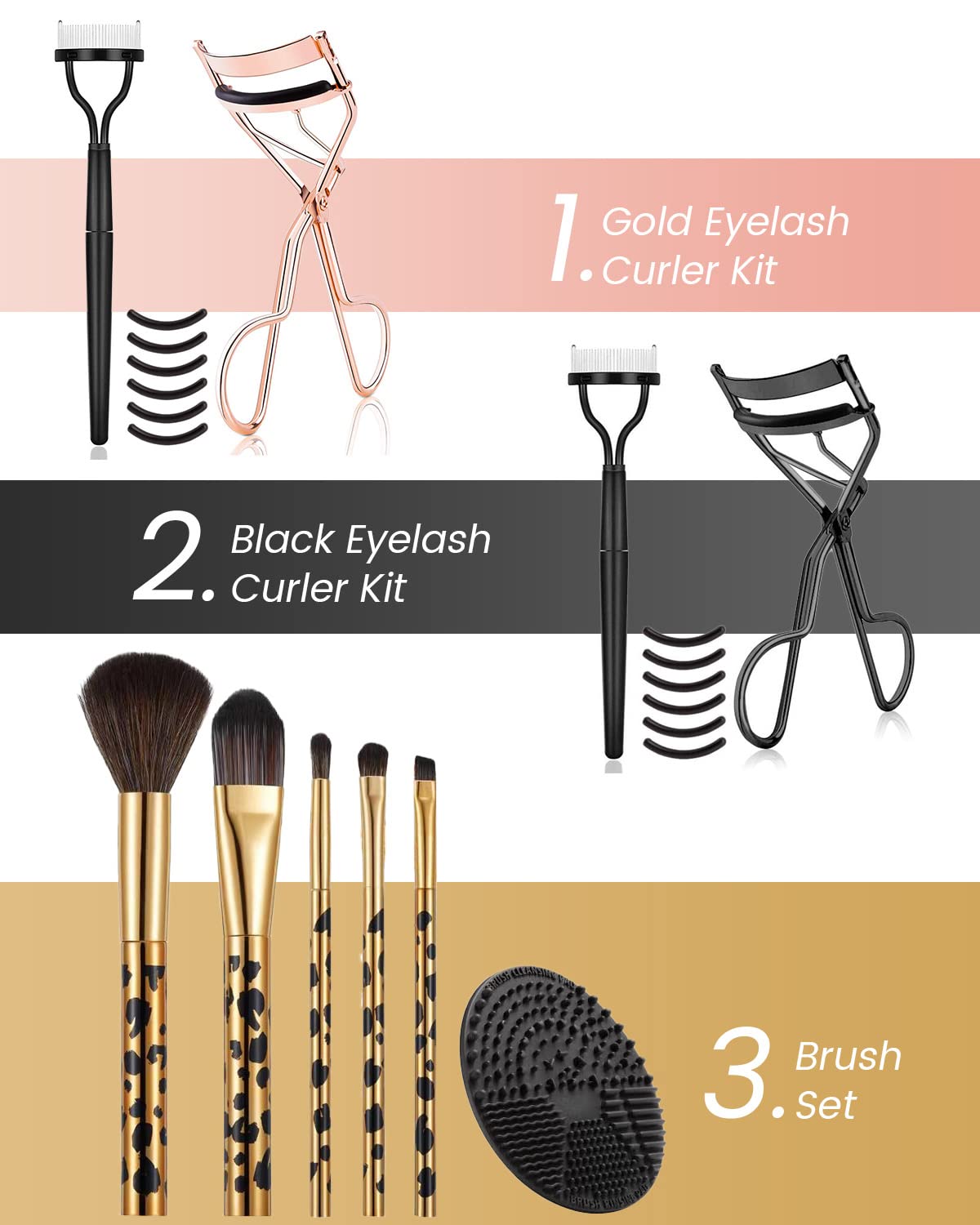 Premium Metal Eyelash Curler Kit with Lash Separator Comb & 6 Replacement Pads - Black | Professional Lash Curling Tool for Salon, Home & Travel Use