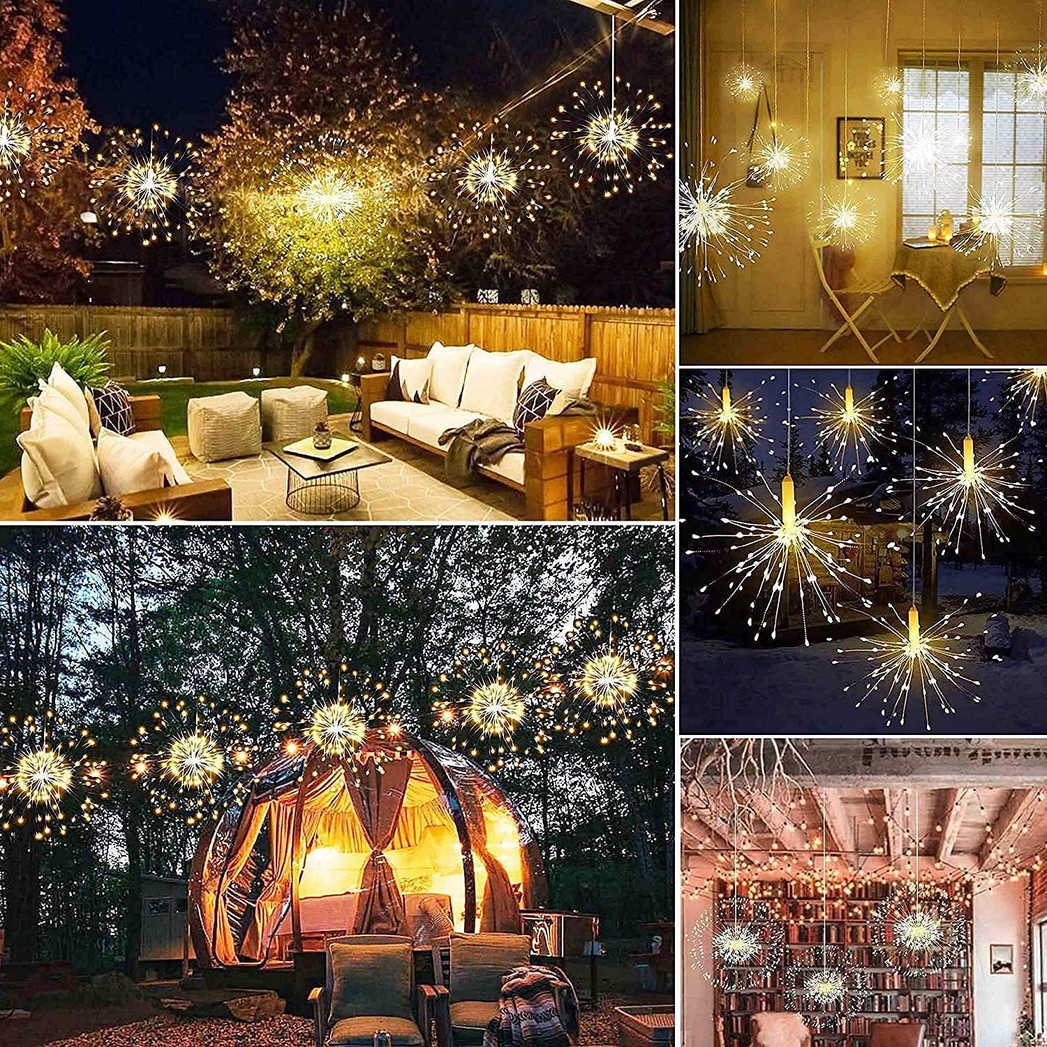 FOOING 6 Pack LED Copper Wire String Lights with Remote - 8 Modes Battery Operated Fairy Lights for Wedding, Party, Patio & Home Decor (Warm White) | Indoor & Outdoor Decorative Hanging Lights for Christmas, Garden, Bedroom