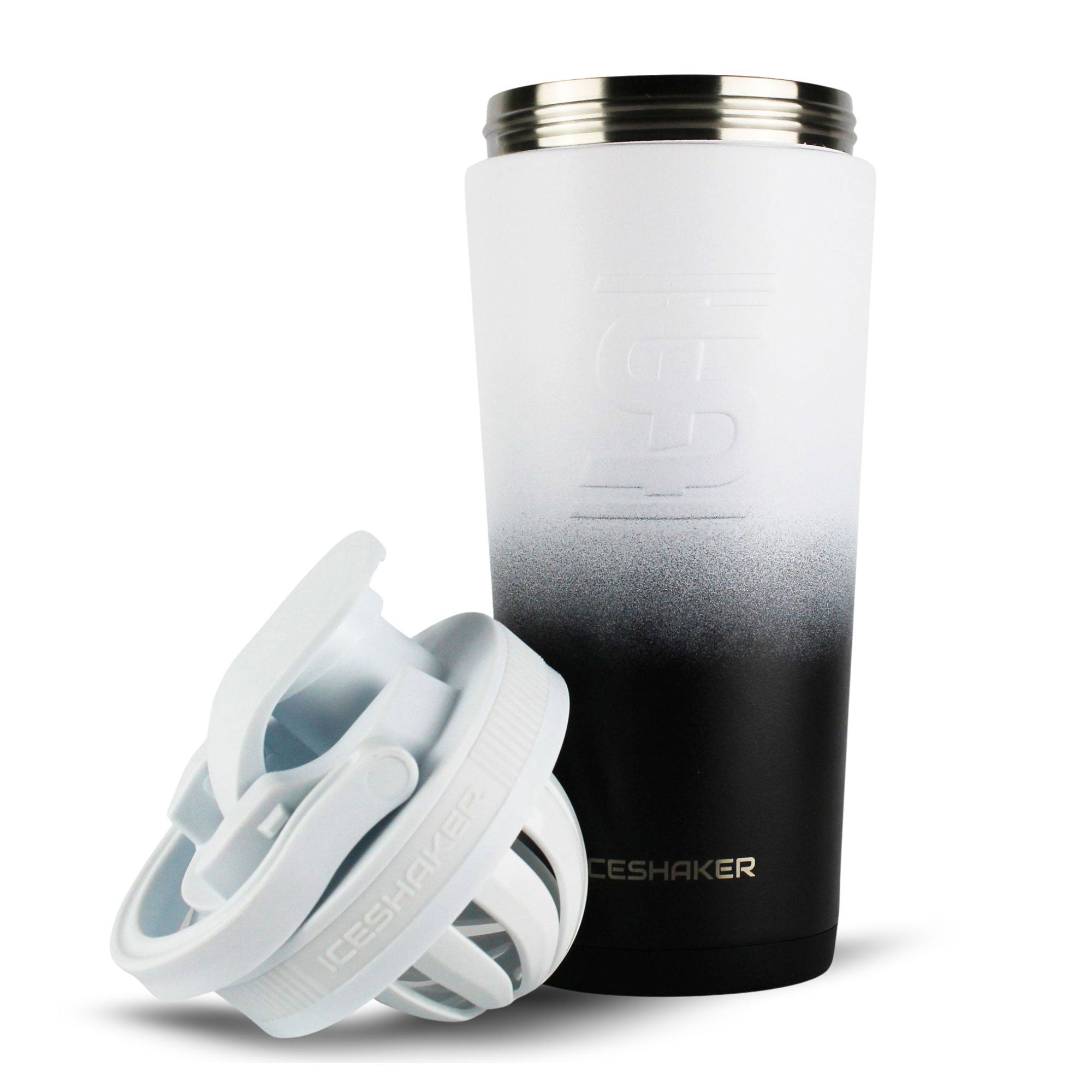 Ombre Series 26oz Ice Shaker Bottle - Black & White Gradient | Premium Protein Shaker for Gym, Workouts & Sports | BPA-Free Leakproof Water Bottle