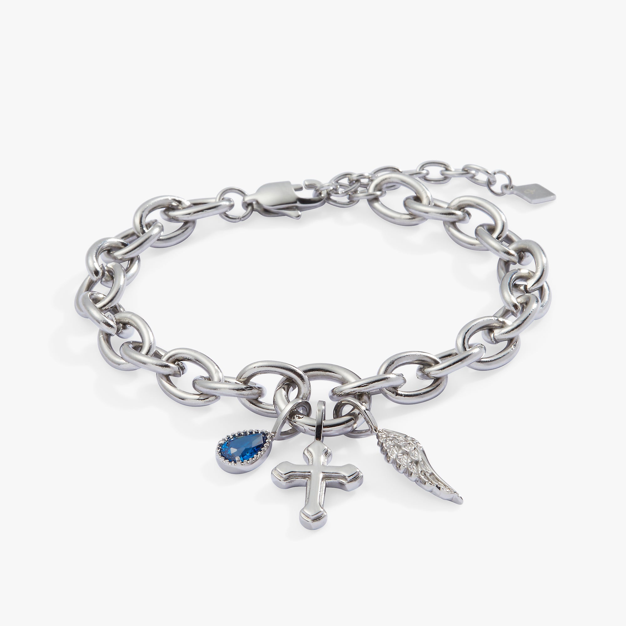 Faith Trio Interchangeable Charm Bracelet for Women - Adjustable Sterling Silver & Gold Plated Bracelet with 3 Charms - Perfect Gift for Birthday, Anniversary & Everyday Wear
