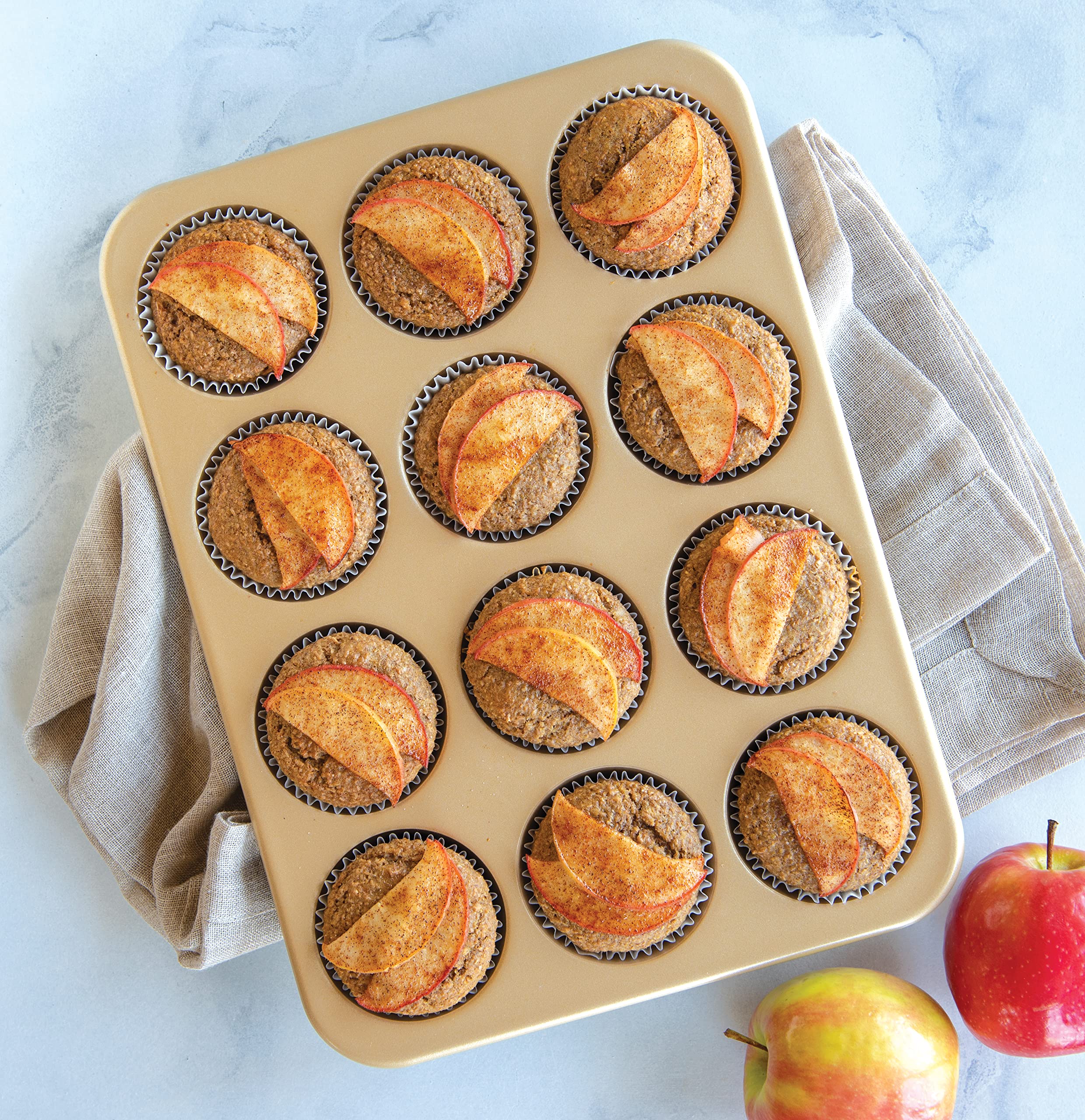 Nordic Ware Naturals 12-Cup Non-Stick Aluminum Muffin Pan - 2.75 Inch Cups for Baking Cupcakes, Muffins & Mini Pies - Perfect for Home Baking, Parties & Holiday Treats