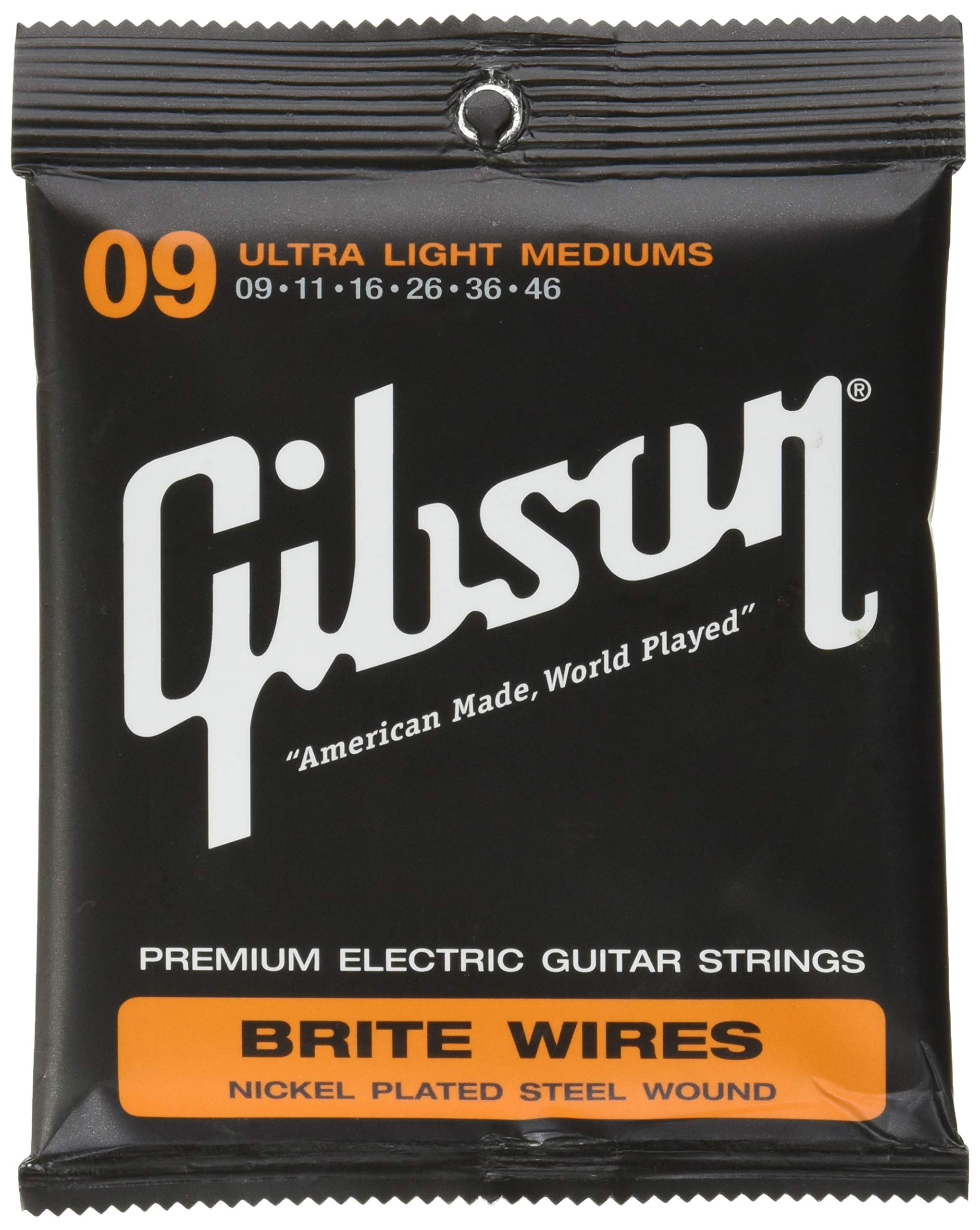 Gibson Brite Wires Ultra Light Medium Custom Electric Guitar Strings - Premium Coated for Longevity & Bright Tone - Perfect for Rock, Blues & Studio Recording