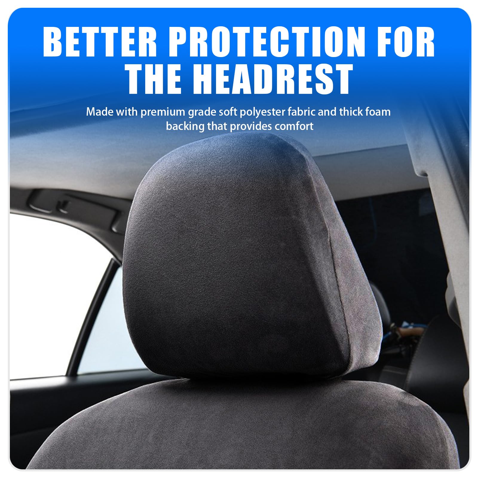 Gunhunt Pack-2 Premium Car Headrest Covers - Soft Dust-Proof Protector, Breathable Universal Replacement for Most Cars, Trucks & SUVs (Black Thick Model) | Perfect for Road Trips, Daily Commute & Interior Protection