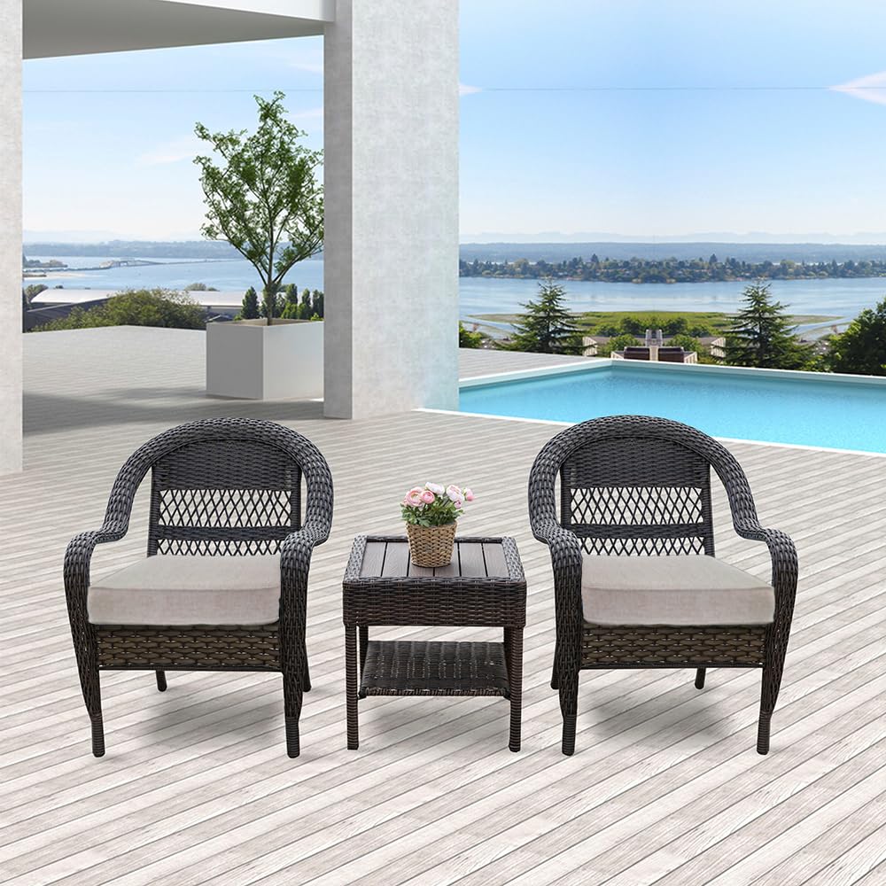 JMGBird 4-Piece Outdoor Chair Cushion Set - 19x19 Inch Waterproof Patio Seat Cushions with Ties - Perfect for Garden, Deck, Poolside & Outdoor Furniture