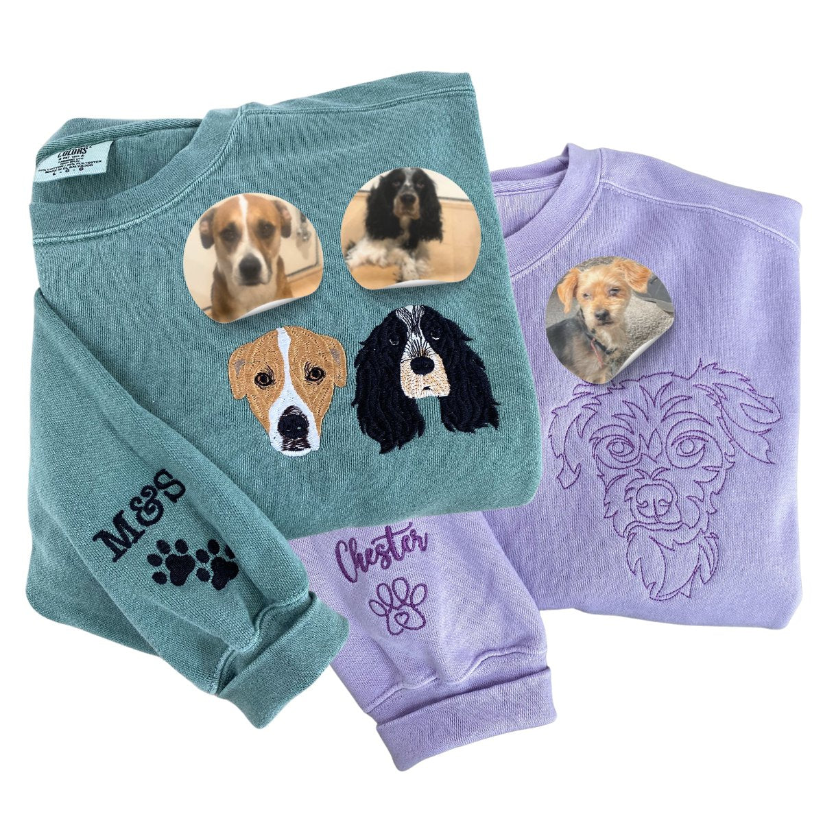 Custom Embroidered Dog Face & Name Sweatshirt for Pet Lovers - Comfort Color® Personalized Dog Owner Apparel | Perfect for Dog Walks, Pet Events & Casual Wear