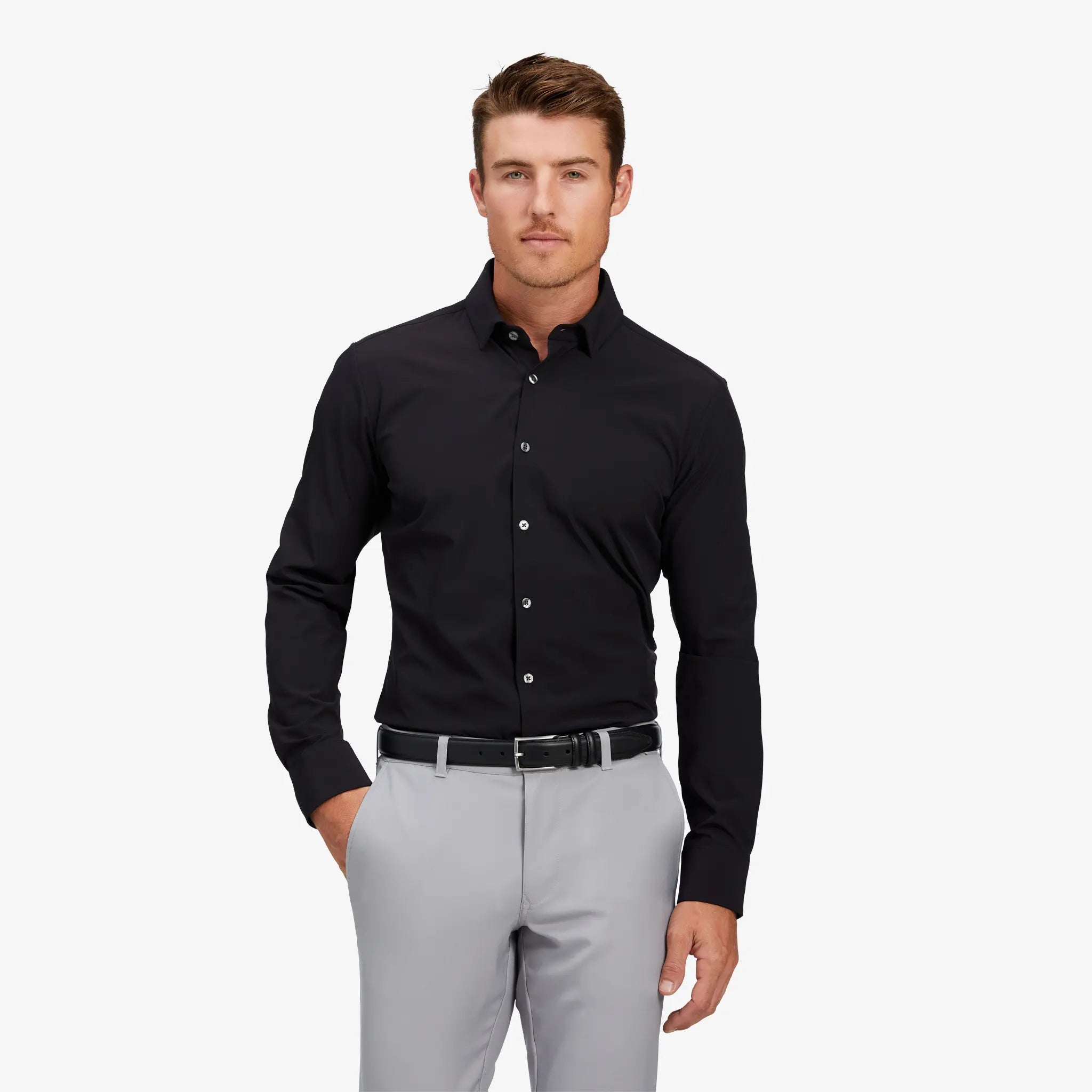 Premium Leeward LS Dress Shirt for Men - Classic Black Formal Business Shirt - Perfect for Office Wear, Interviews & Special Occasions